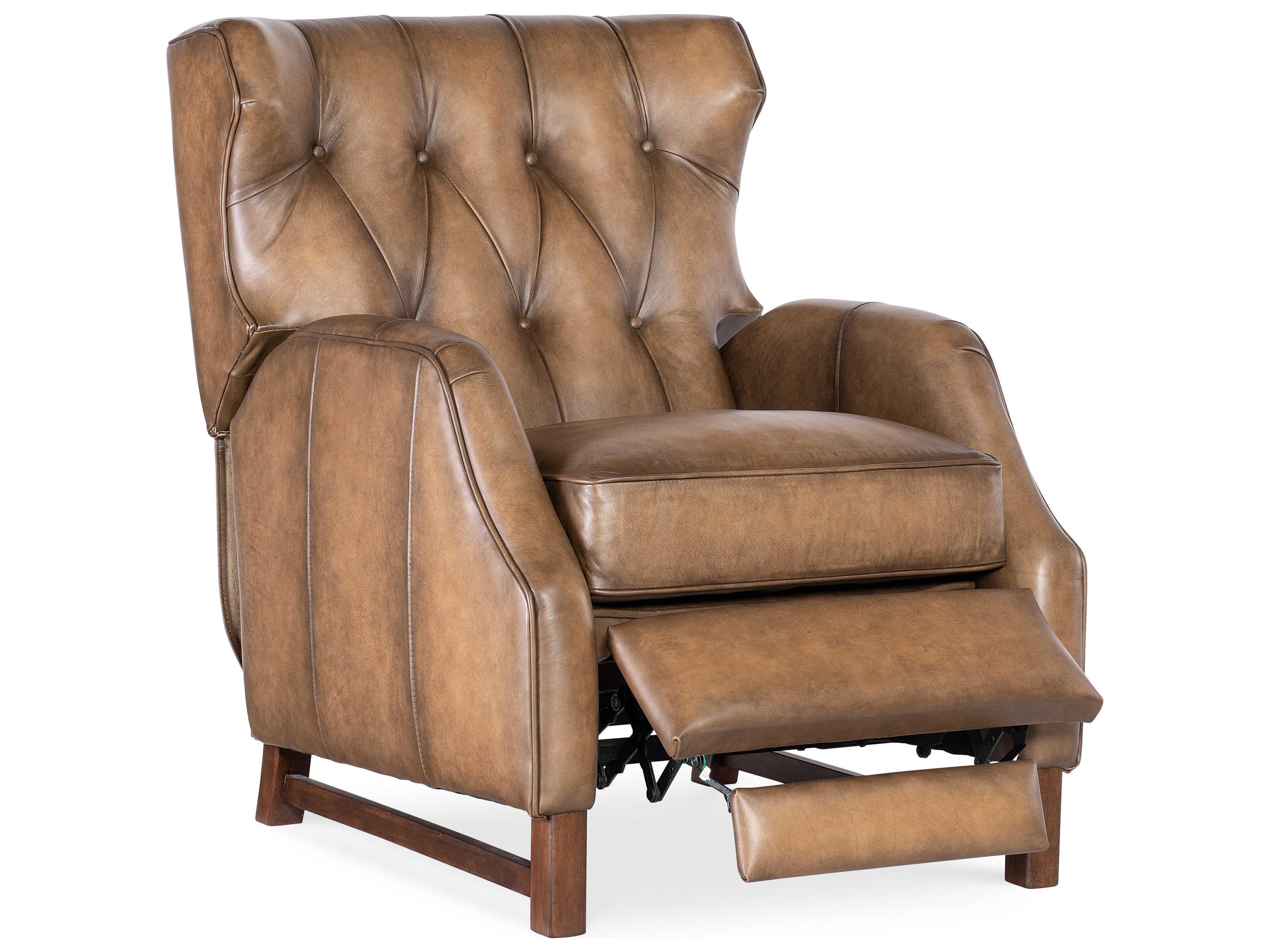 Luxecor Heritage Henderson Wood Ed Base Brown Leather Recliner