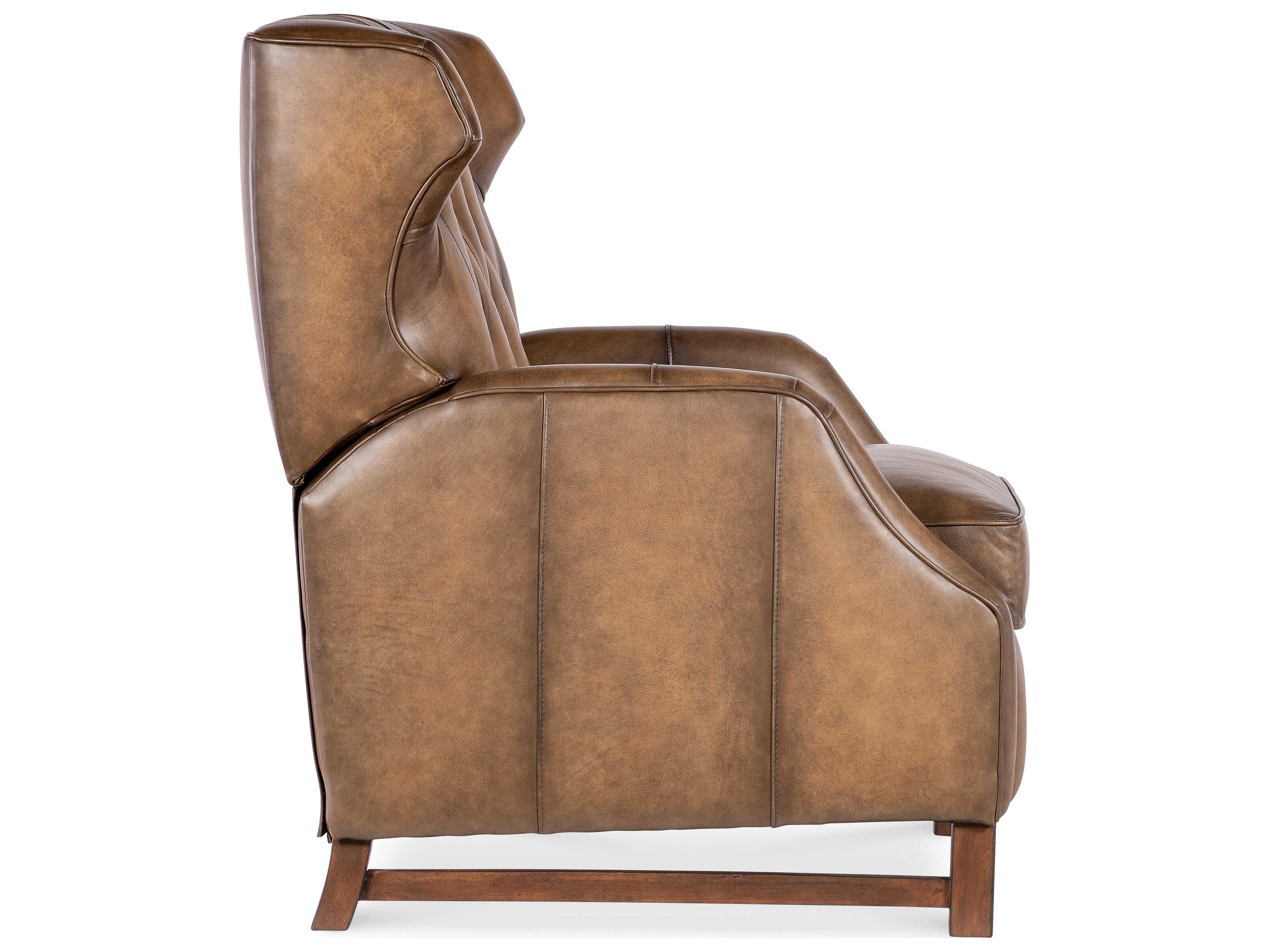 Luxecor Heritage Henderson Wood Ed Base Brown Leather Recliner