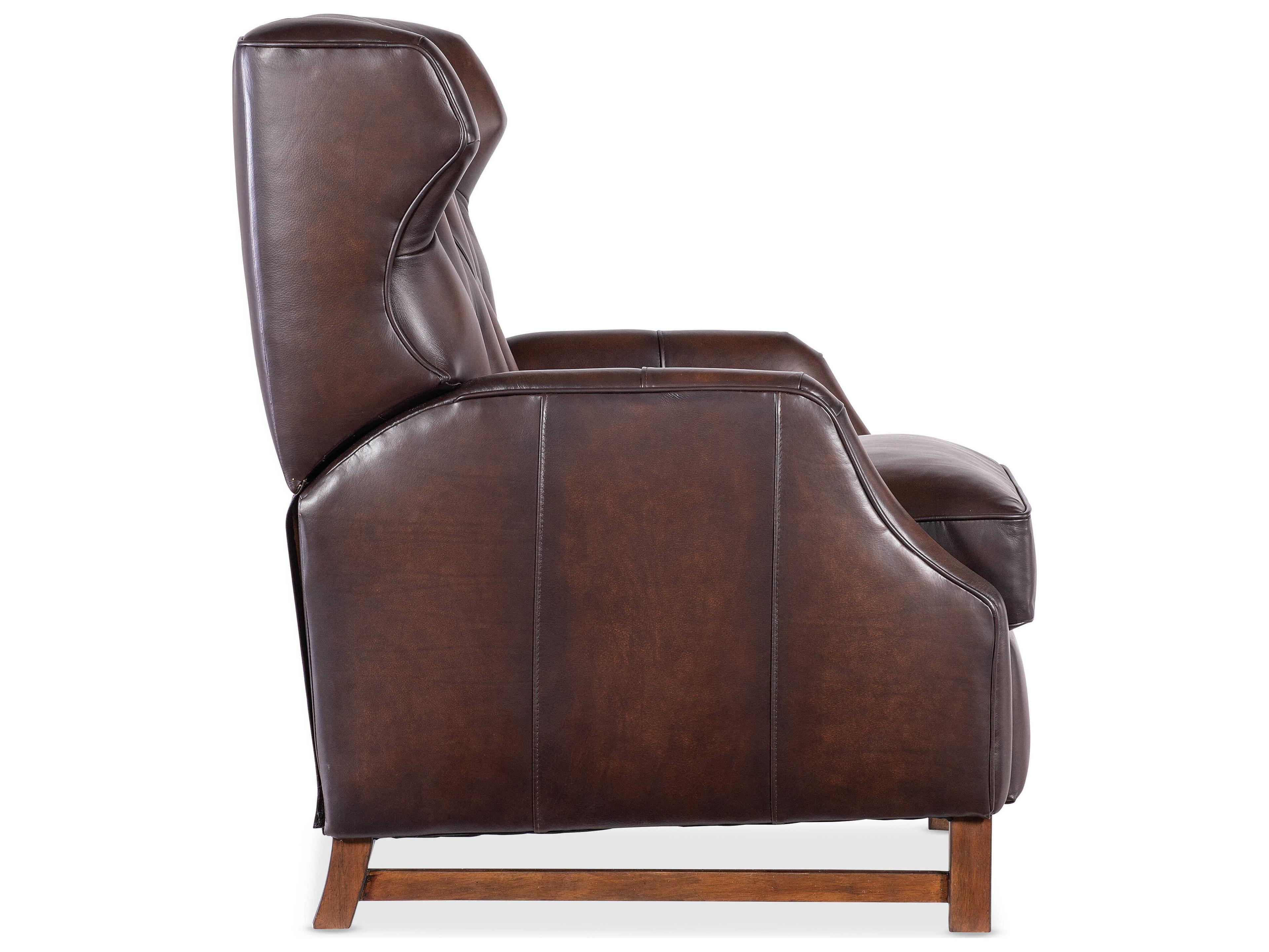 Hooker Furniture Rc Henderson Wood Ed Base Brown Leather Recliner