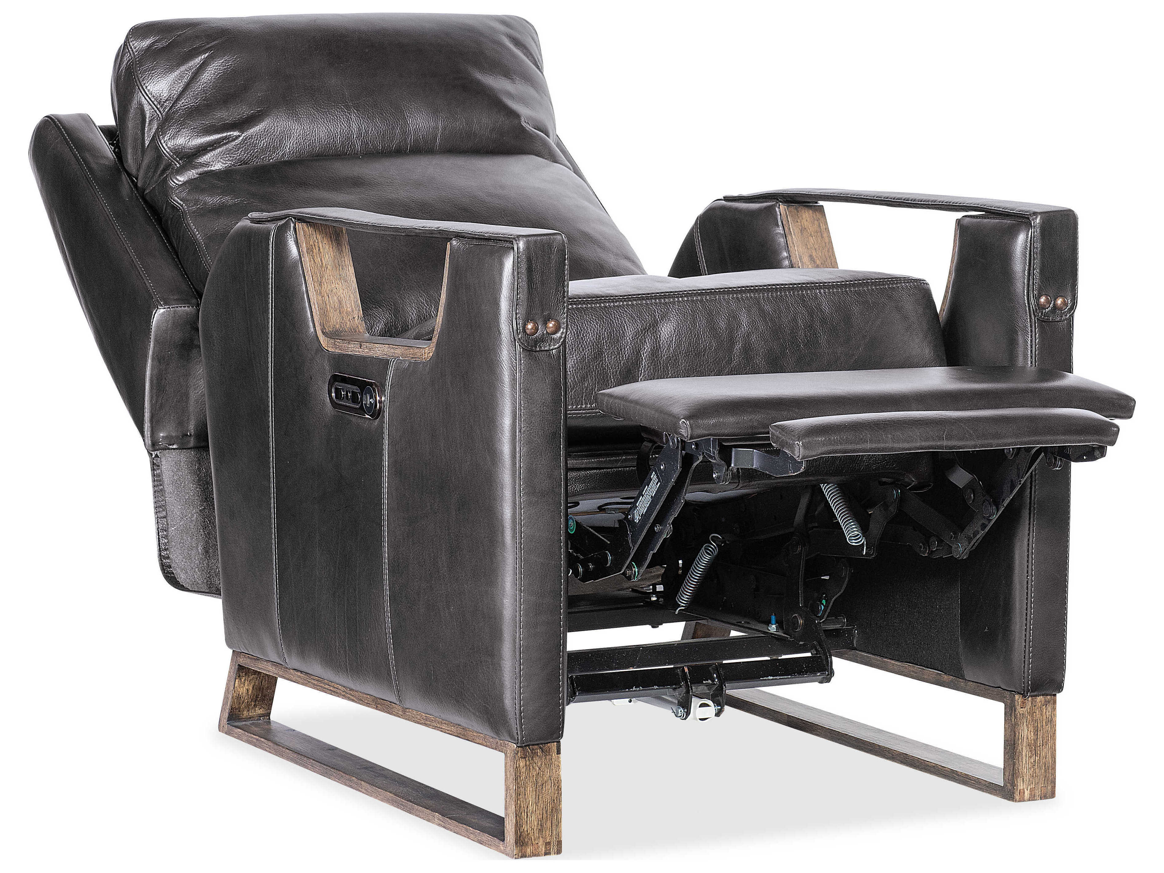 Hooker Furniture Rc Relic Light Wood Black Leather Recliner