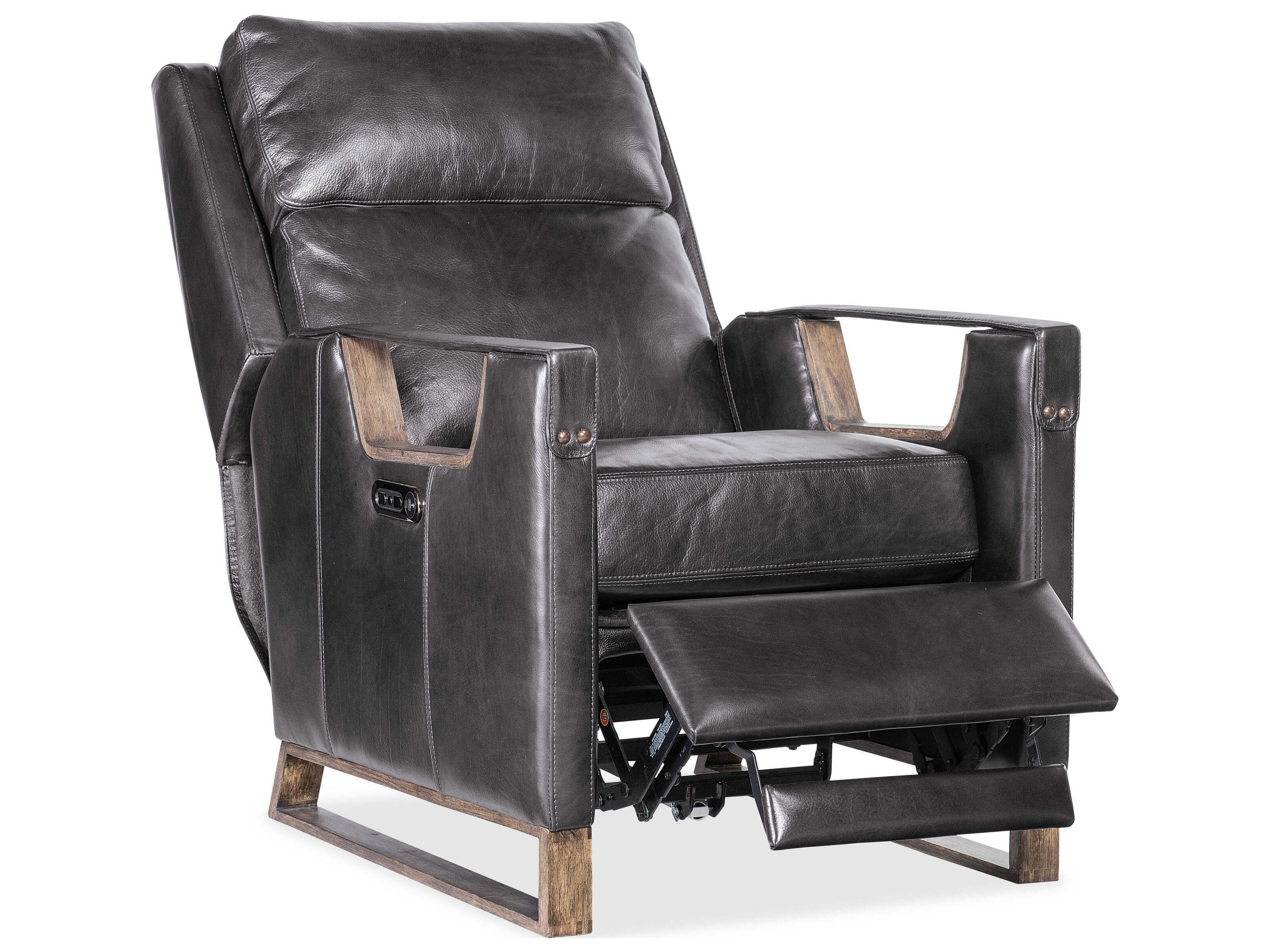 Hooker Furniture Rc Relic Light Wood Black Leather Recliner