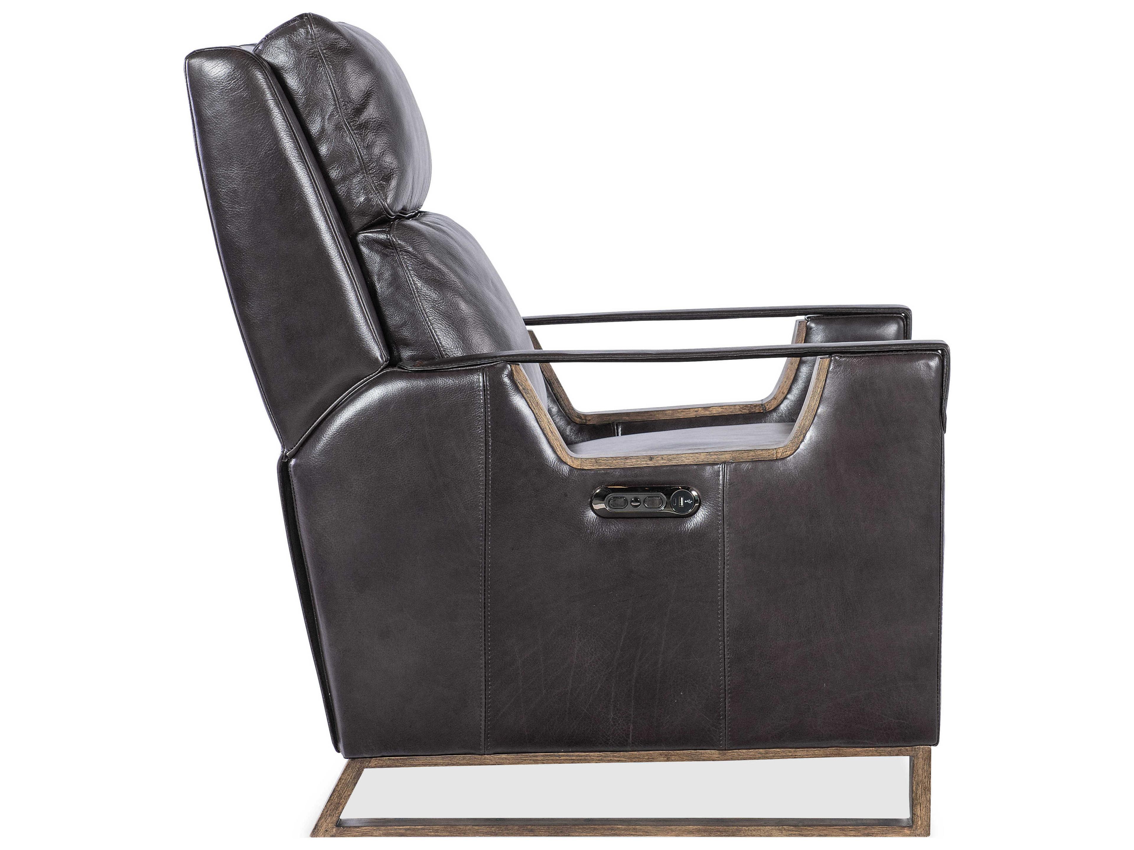 Hooker Furniture Rc Relic Light Wood Black Leather Recliner