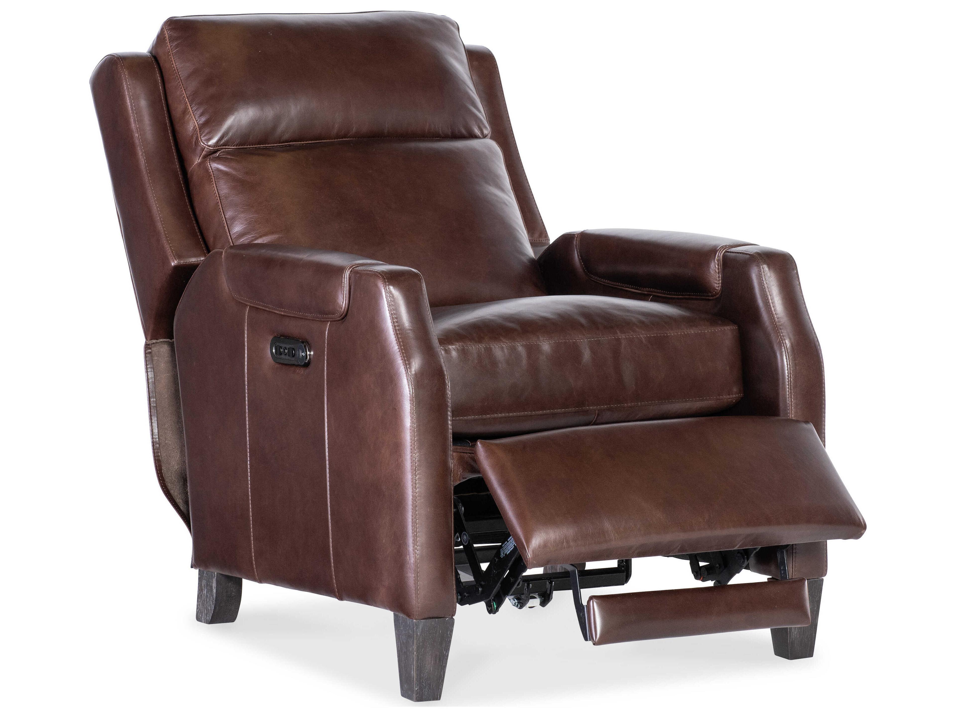 Hooker Furniture Rc Nelson Dark Wood Brown Leather Recliner