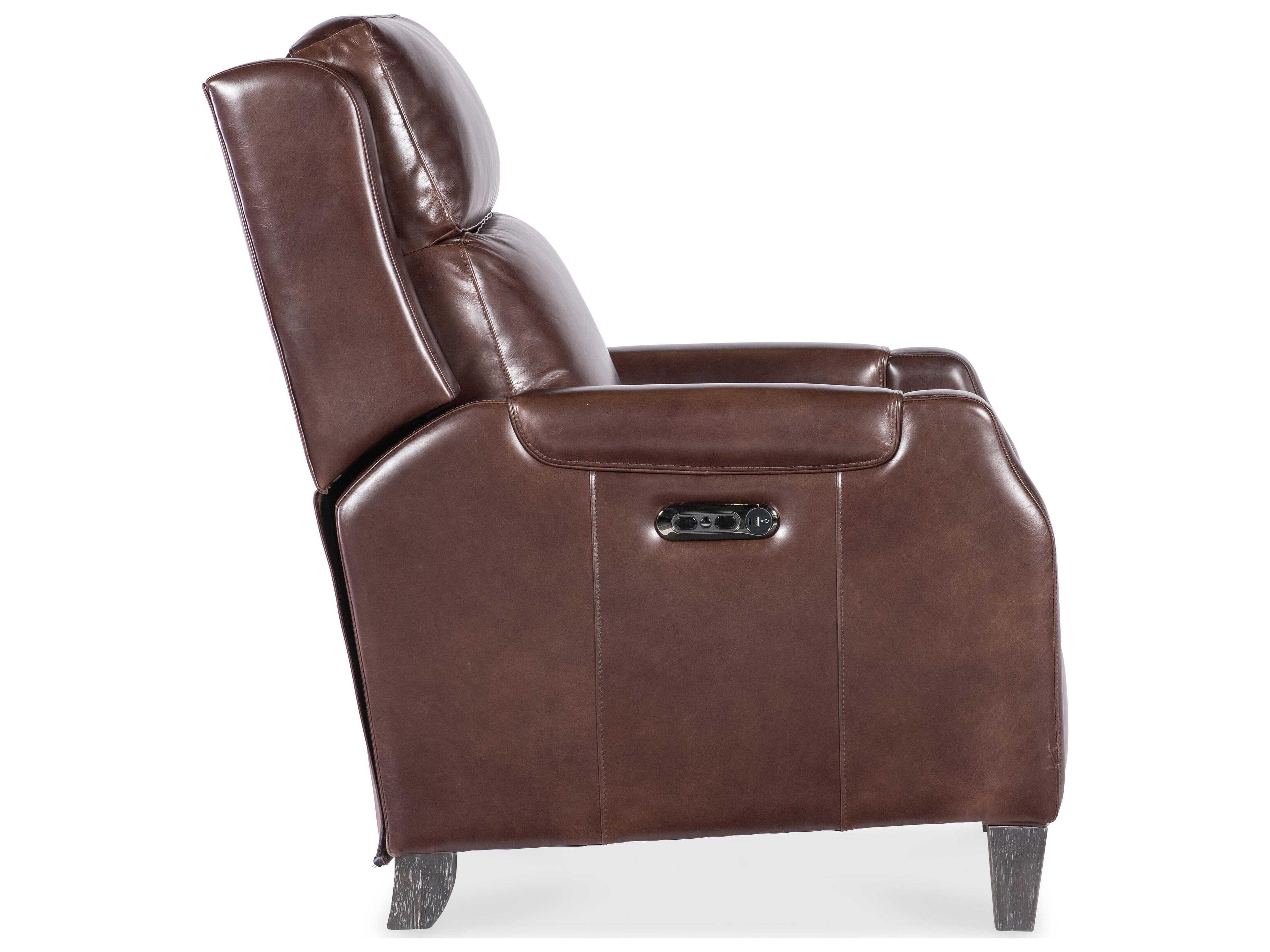 Hooker Furniture Rc Nelson Dark Wood Brown Leather Recliner
