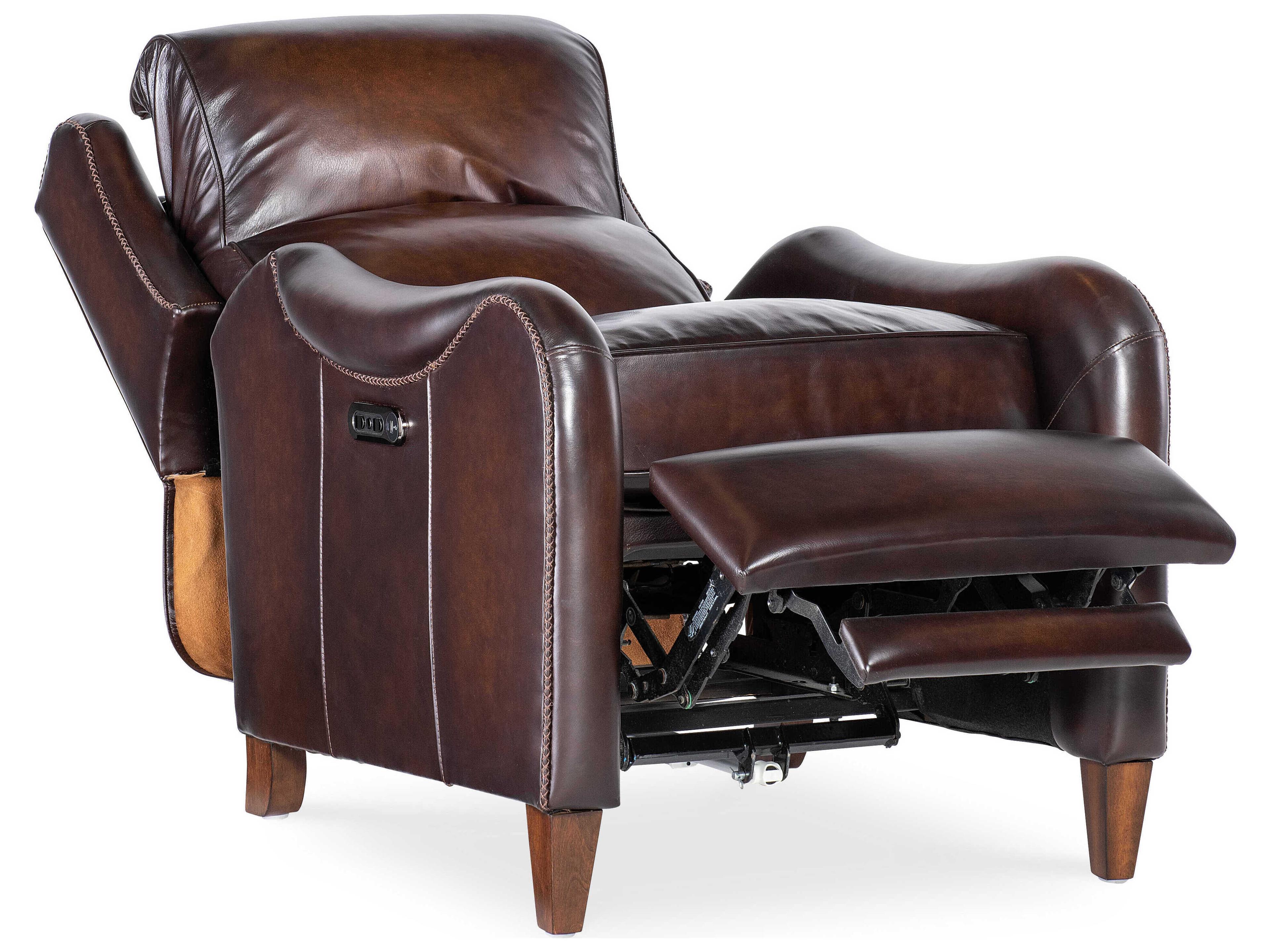 Hooker Furniture Rc Carrington Dark Wood Brown Leather Recliner