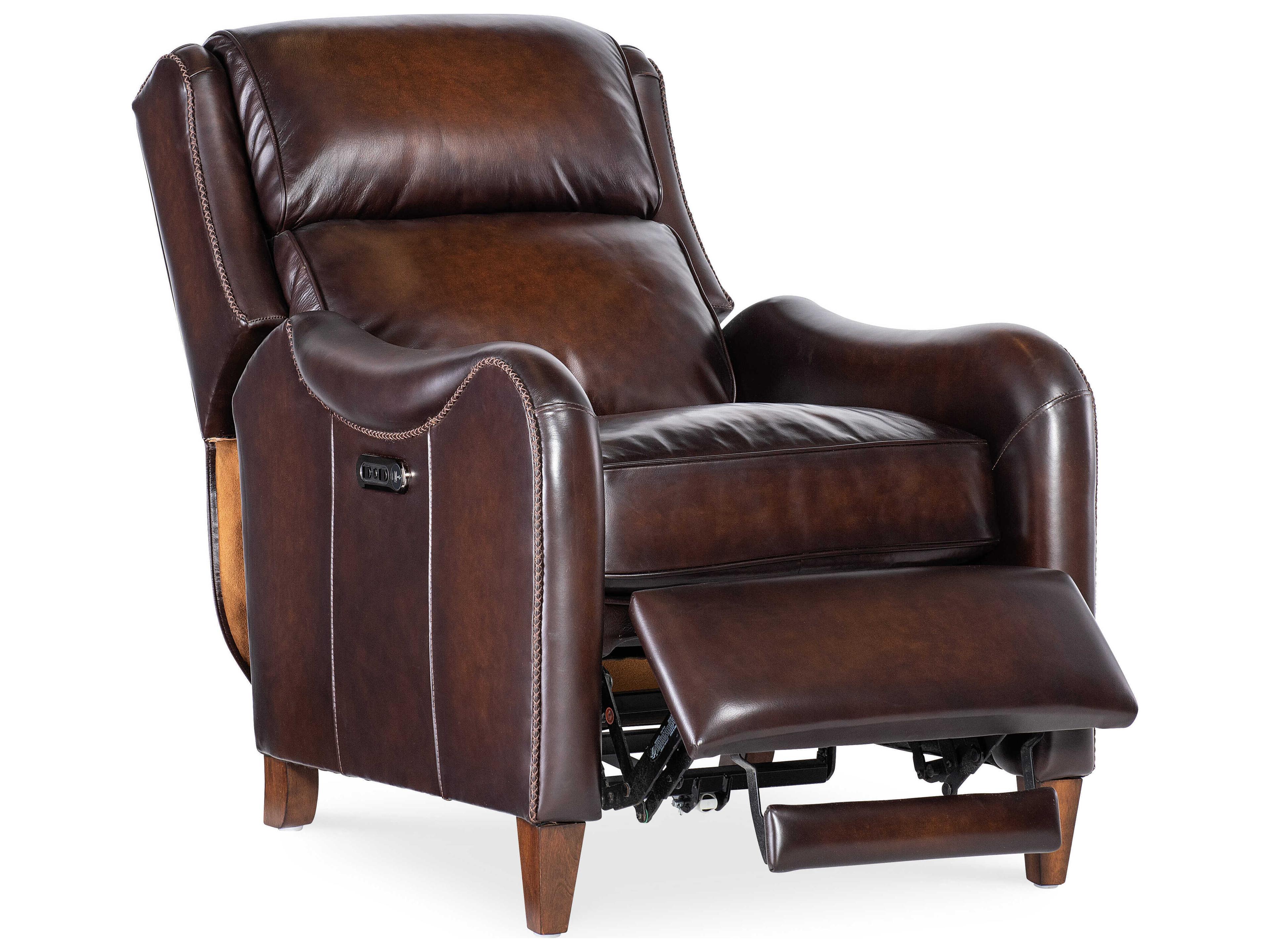 Hooker Furniture Rc Carrington Dark Wood Brown Leather Recliner