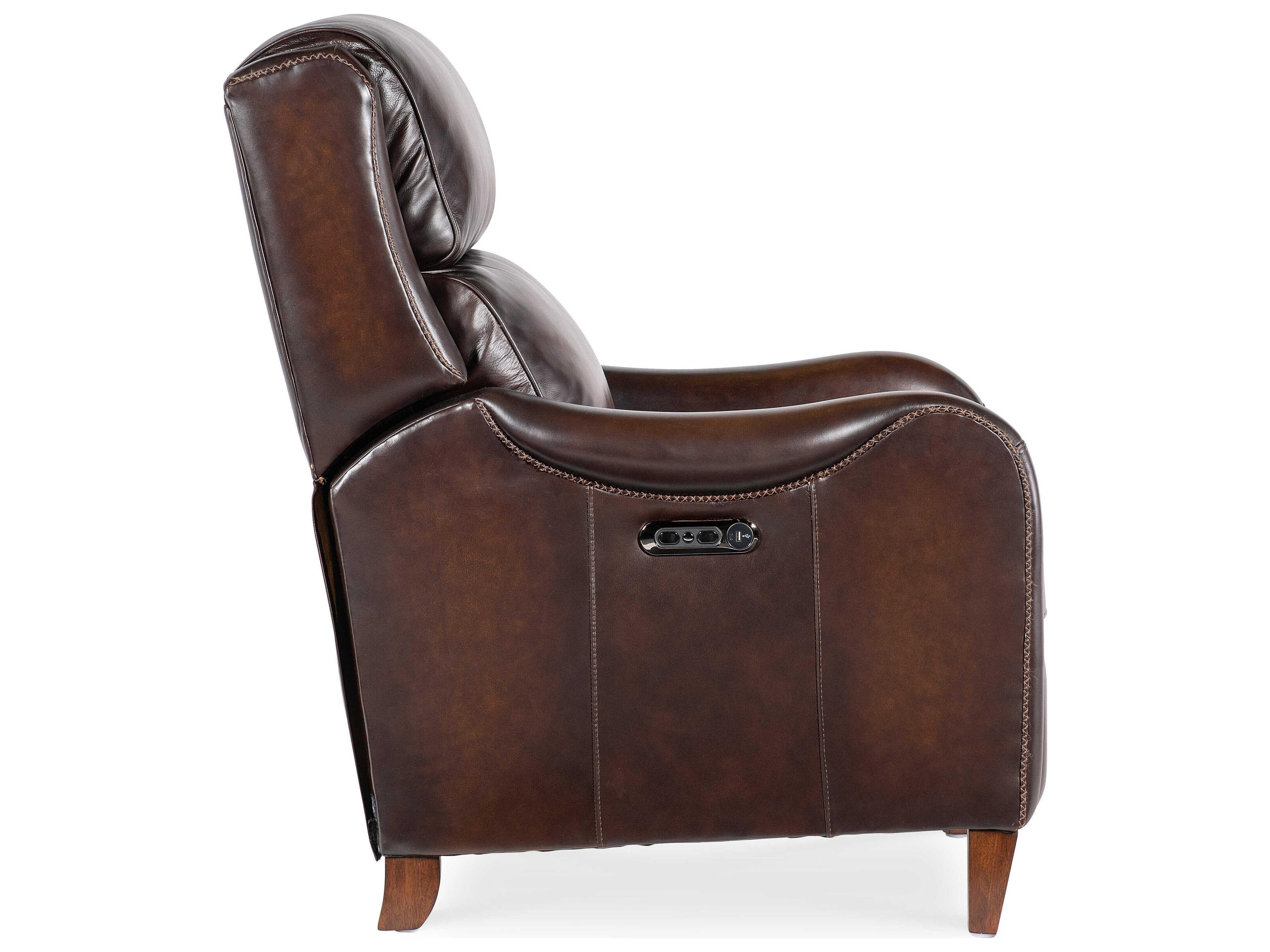 Hooker Furniture Rc Carrington Dark Wood Brown Leather Recliner