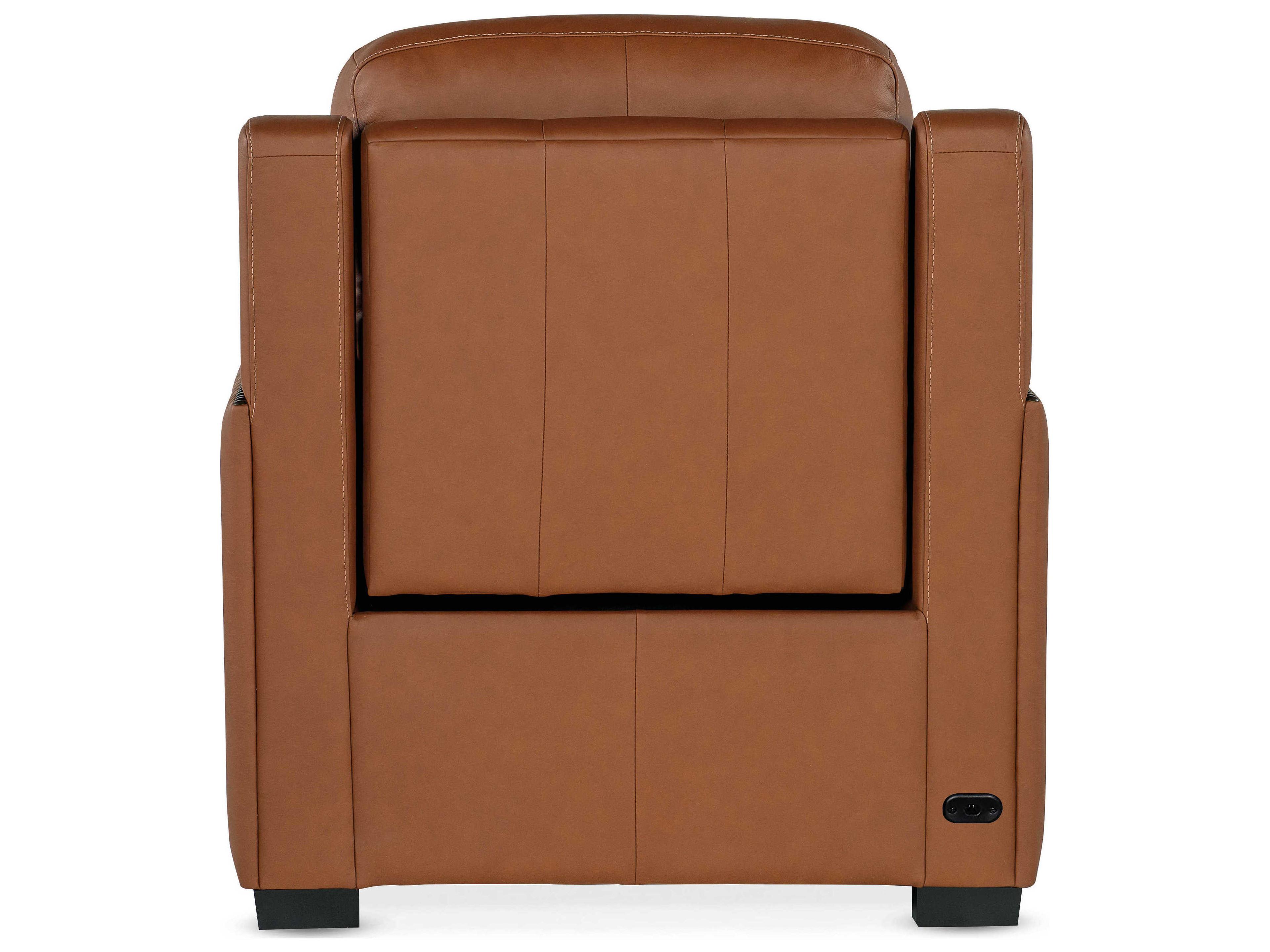 Hooker Furniture McKinley Power Candid Spice Dark Wood Brown Leather Recliner with Headrest & Lumbar