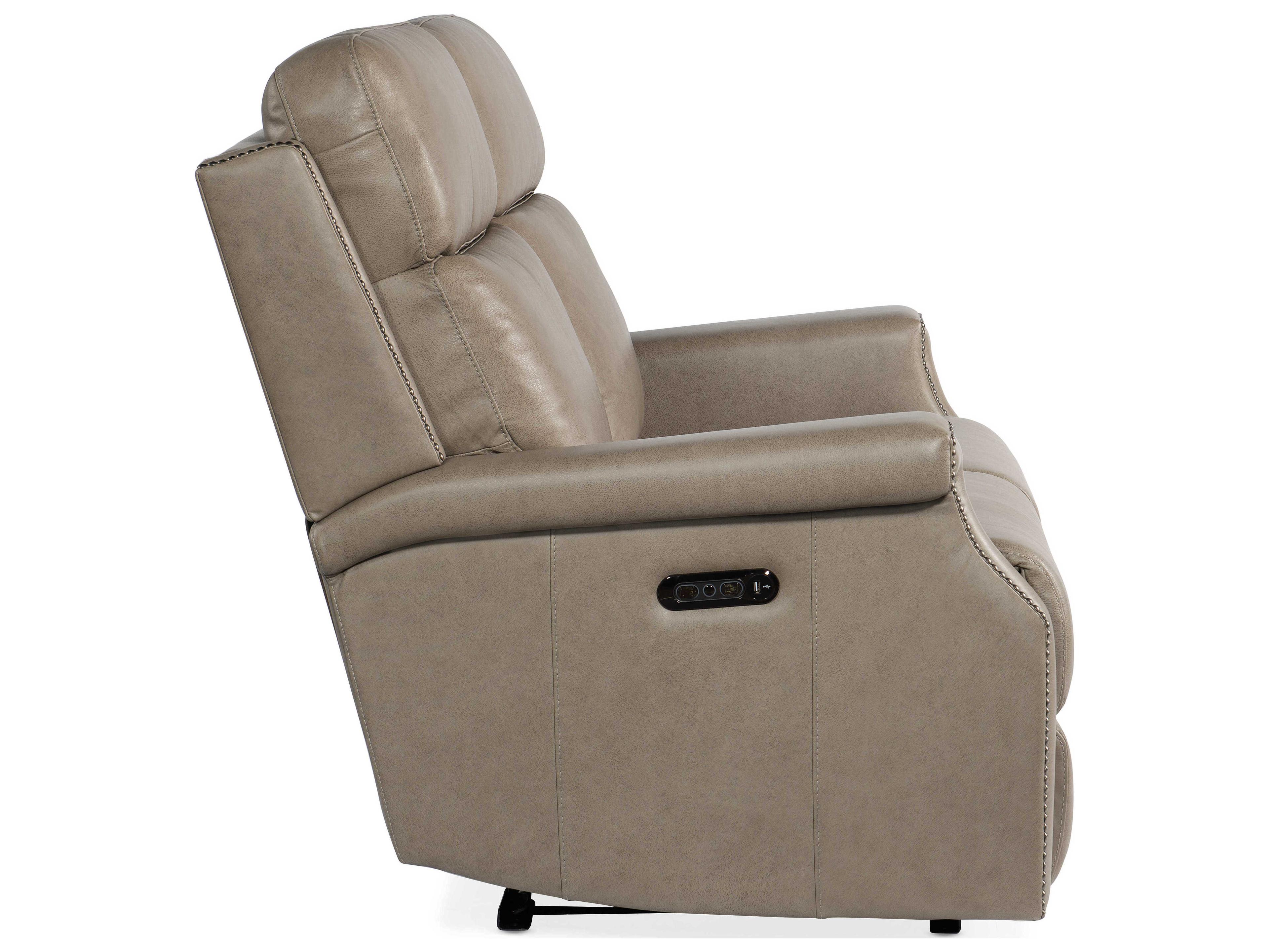 Luxecor Vaughn Zero Gravity Shattered Stone Gray Leather Loveseat with Power Headrest