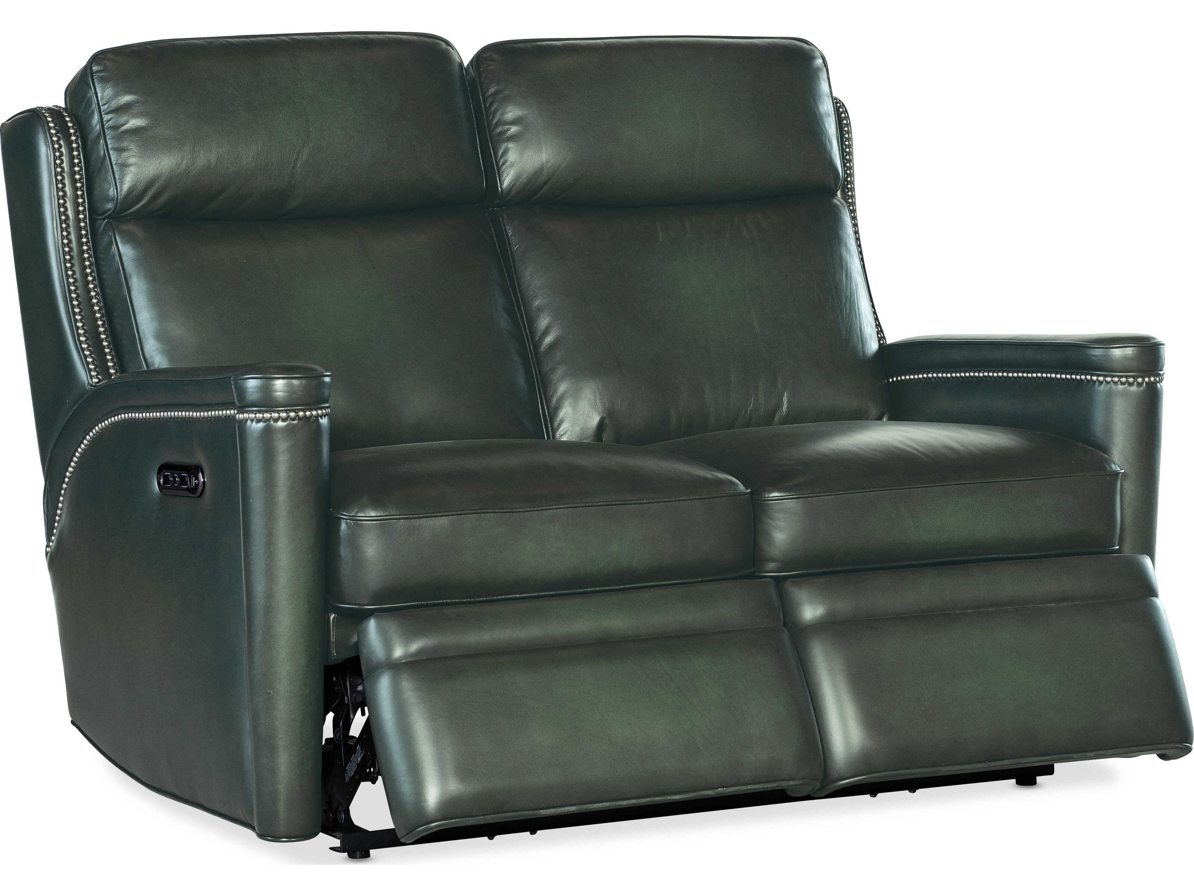 Hooker Furniture Ss Hamilton Green Leather Loveseat