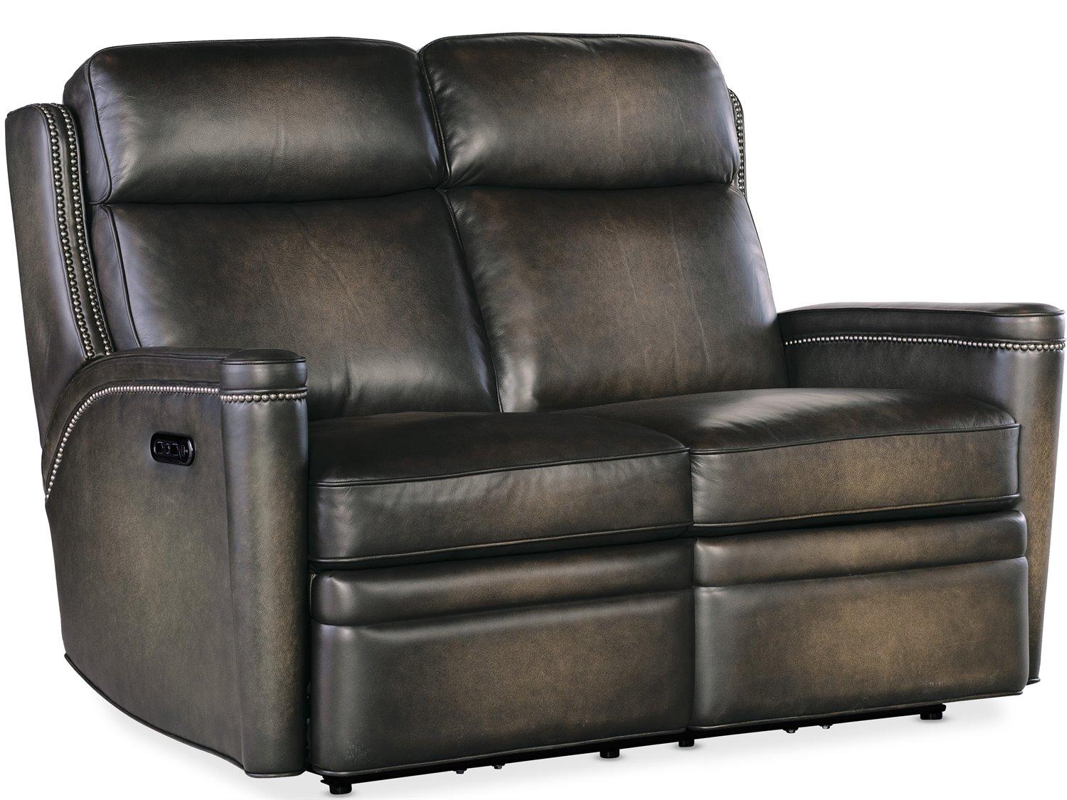 Hooker Furniture Ss Hamilton Gray Leather Loveseat