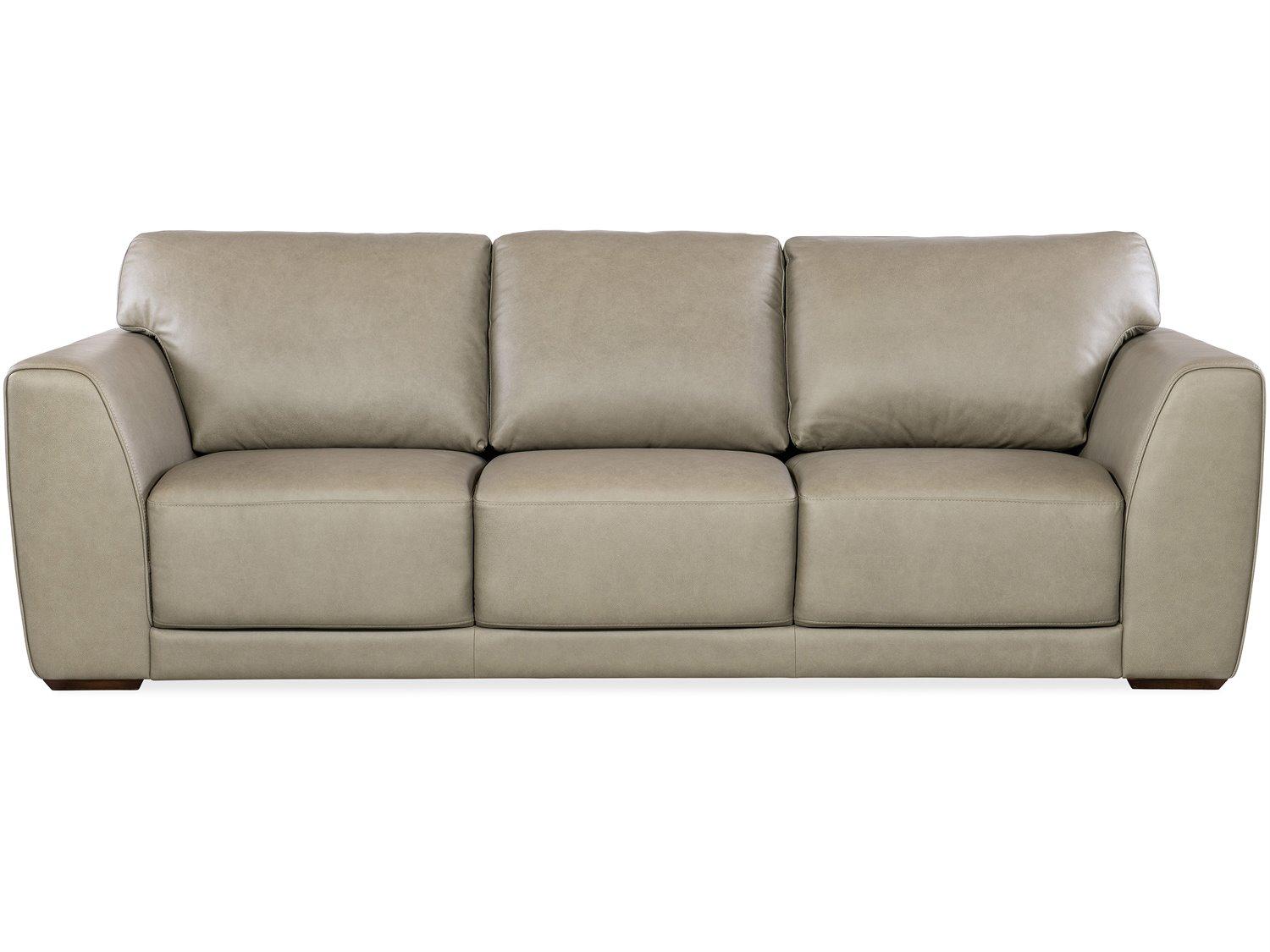 Hooker Furniture Ss Keys Dark Wood Green Leather Sofa