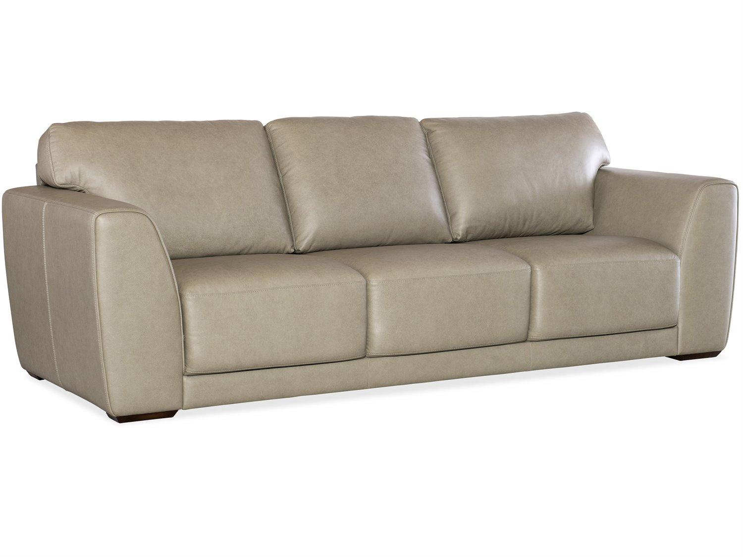 Hooker Furniture Ss Keys Dark Wood Green Leather Sofa