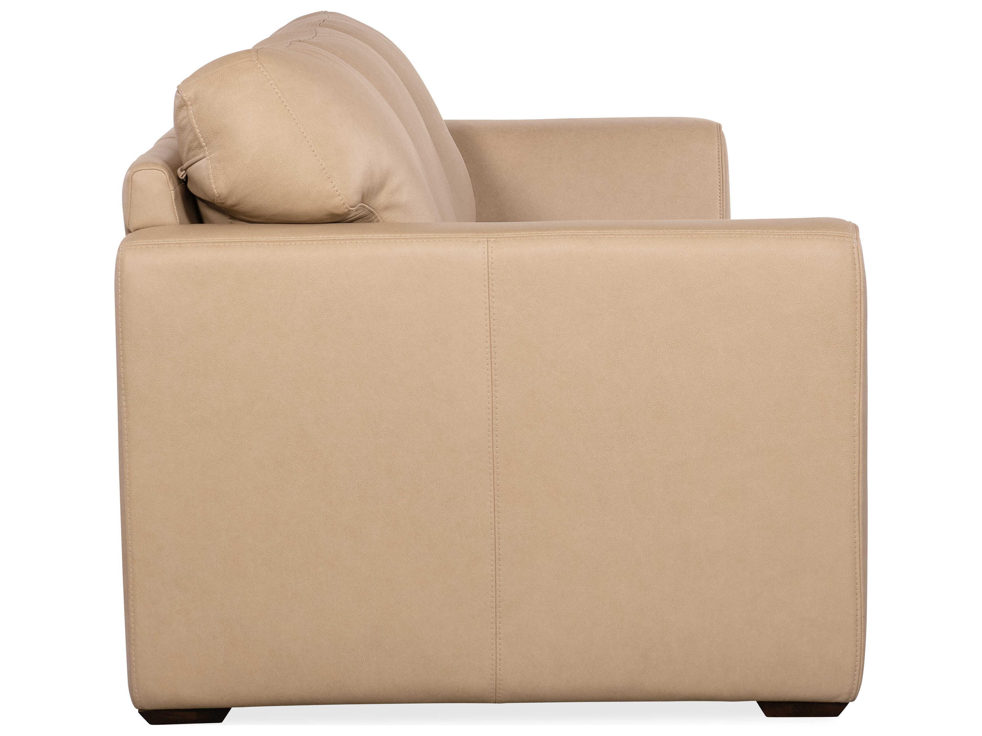 Hooker Furniture Ss Keys Dark Wood Beige Leather Sofa