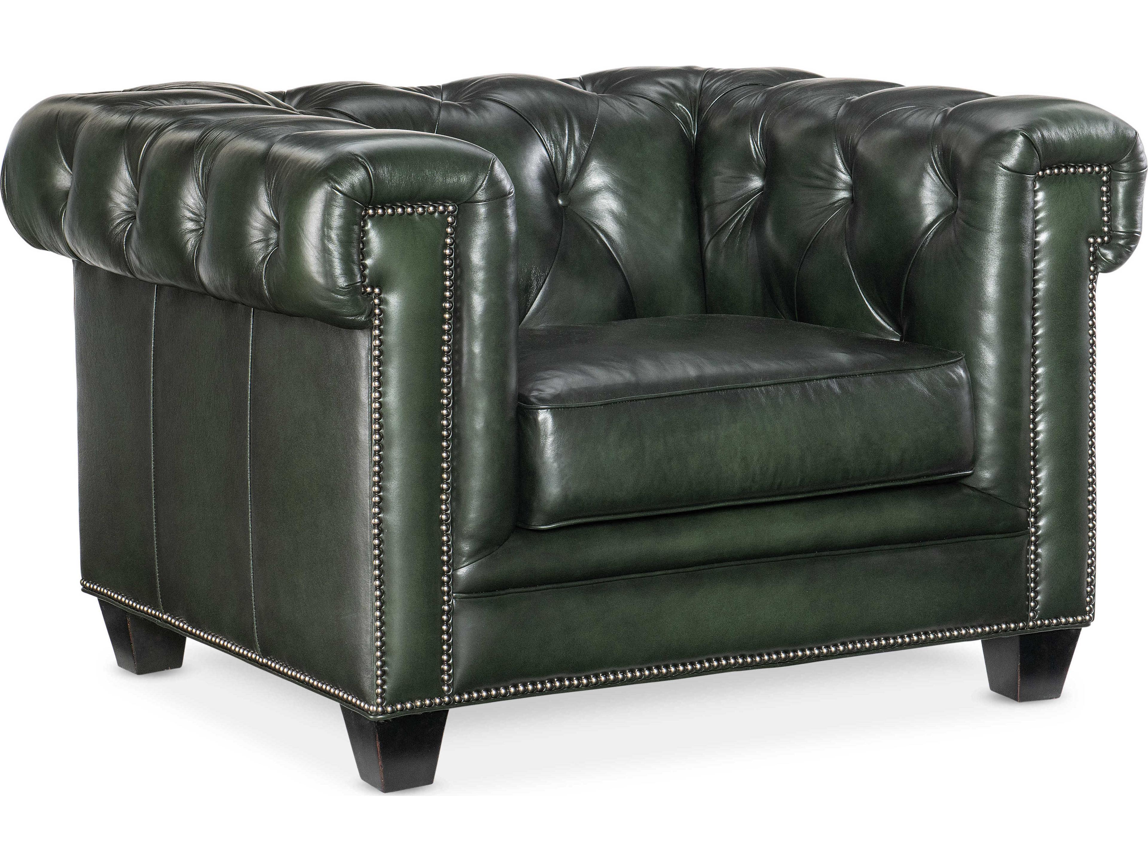 Luxecor Heritage Tufted Green Leather Accent Chair