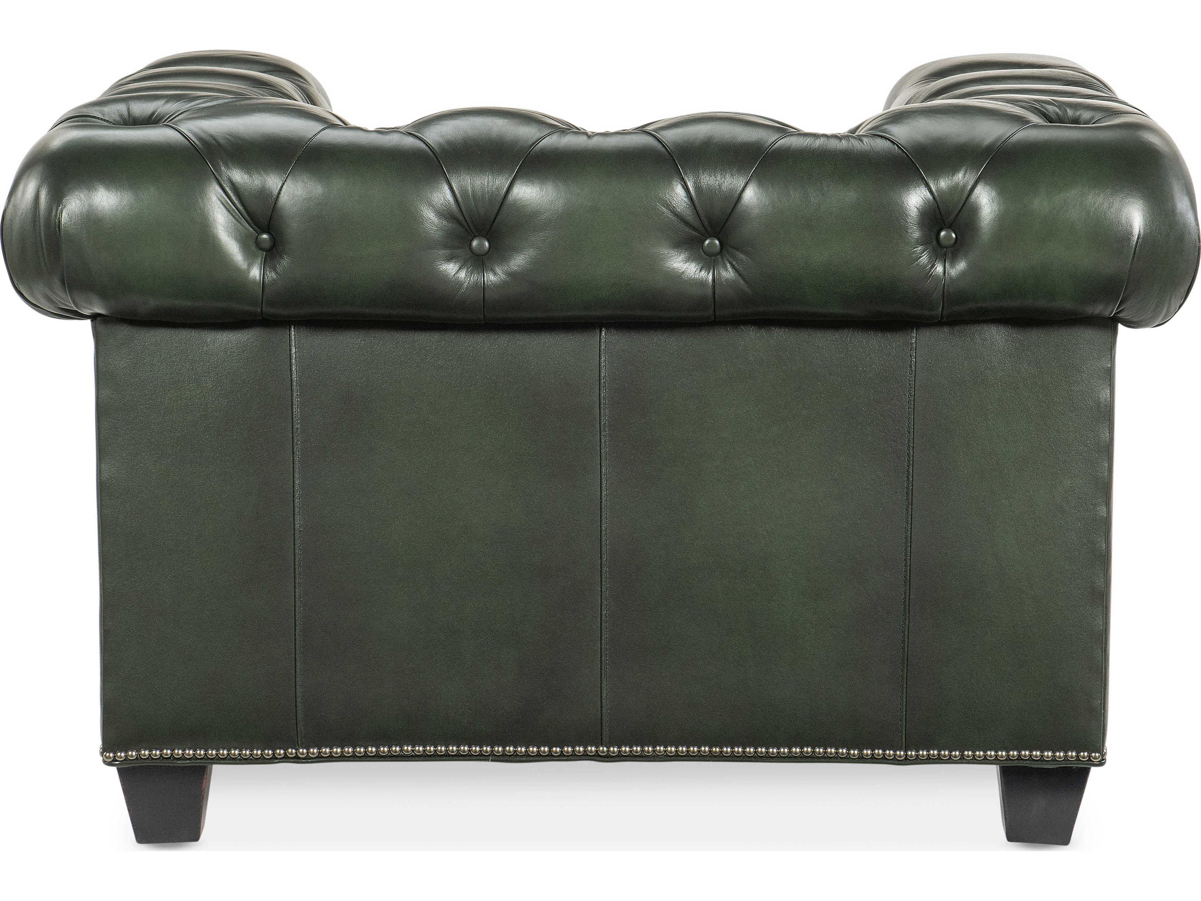 Luxecor Heritage Tufted Green Leather Accent Chair