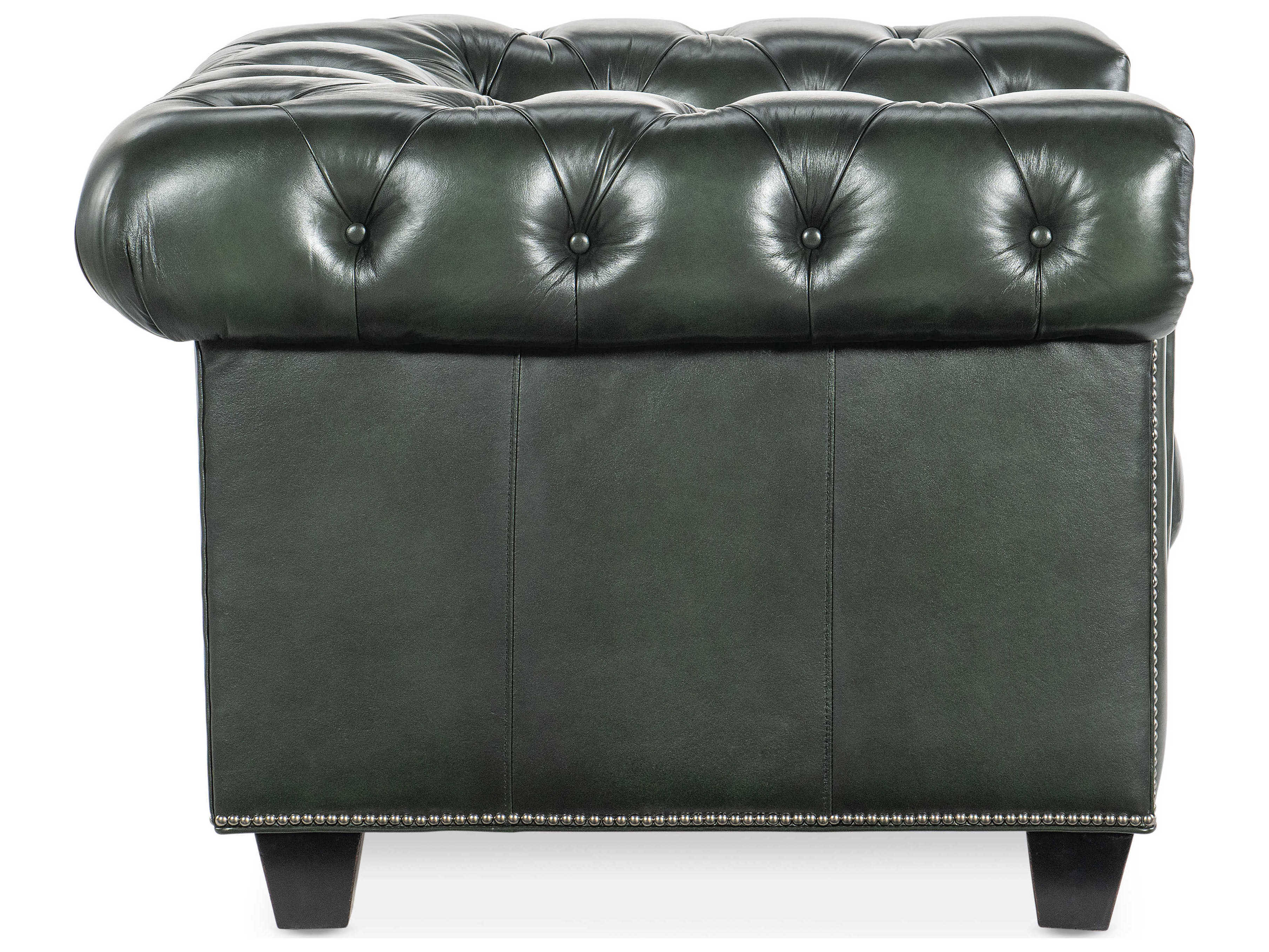 Luxecor Heritage Tufted Green Leather Accent Chair