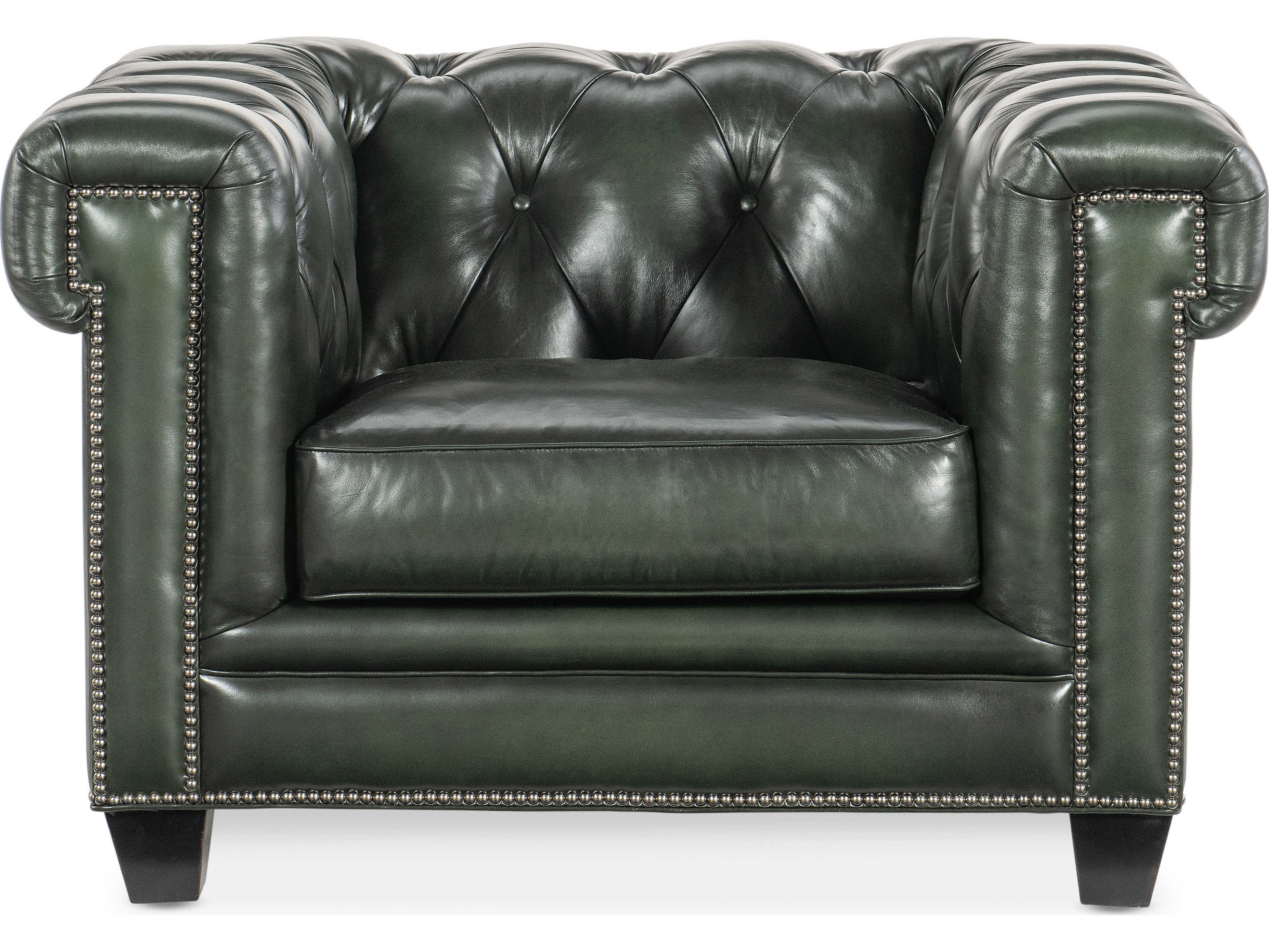 Luxecor Heritage Tufted Green Leather Accent Chair