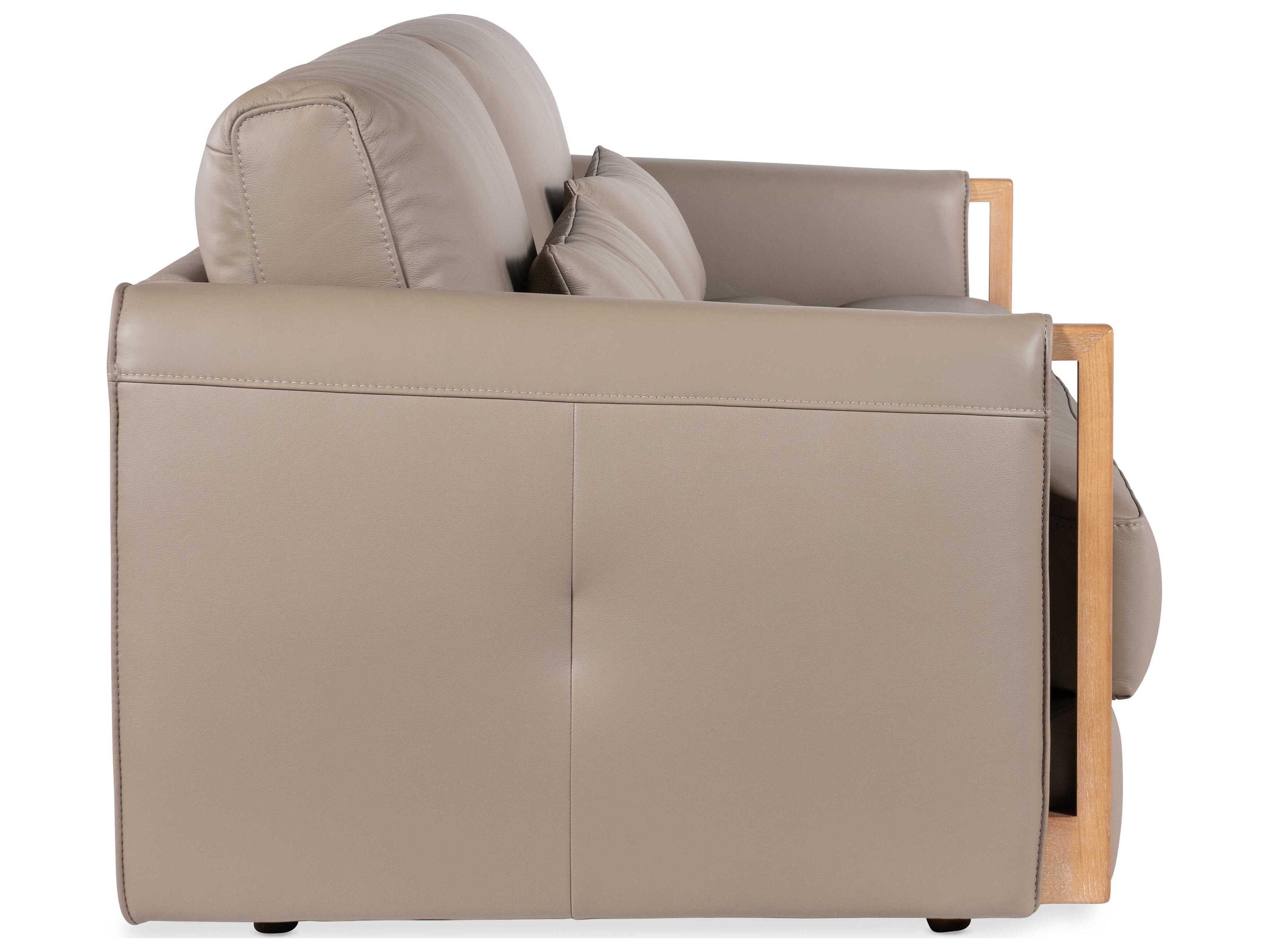 Hooker Furniture Ss Meridian Light Wood Gray Leather Sofa