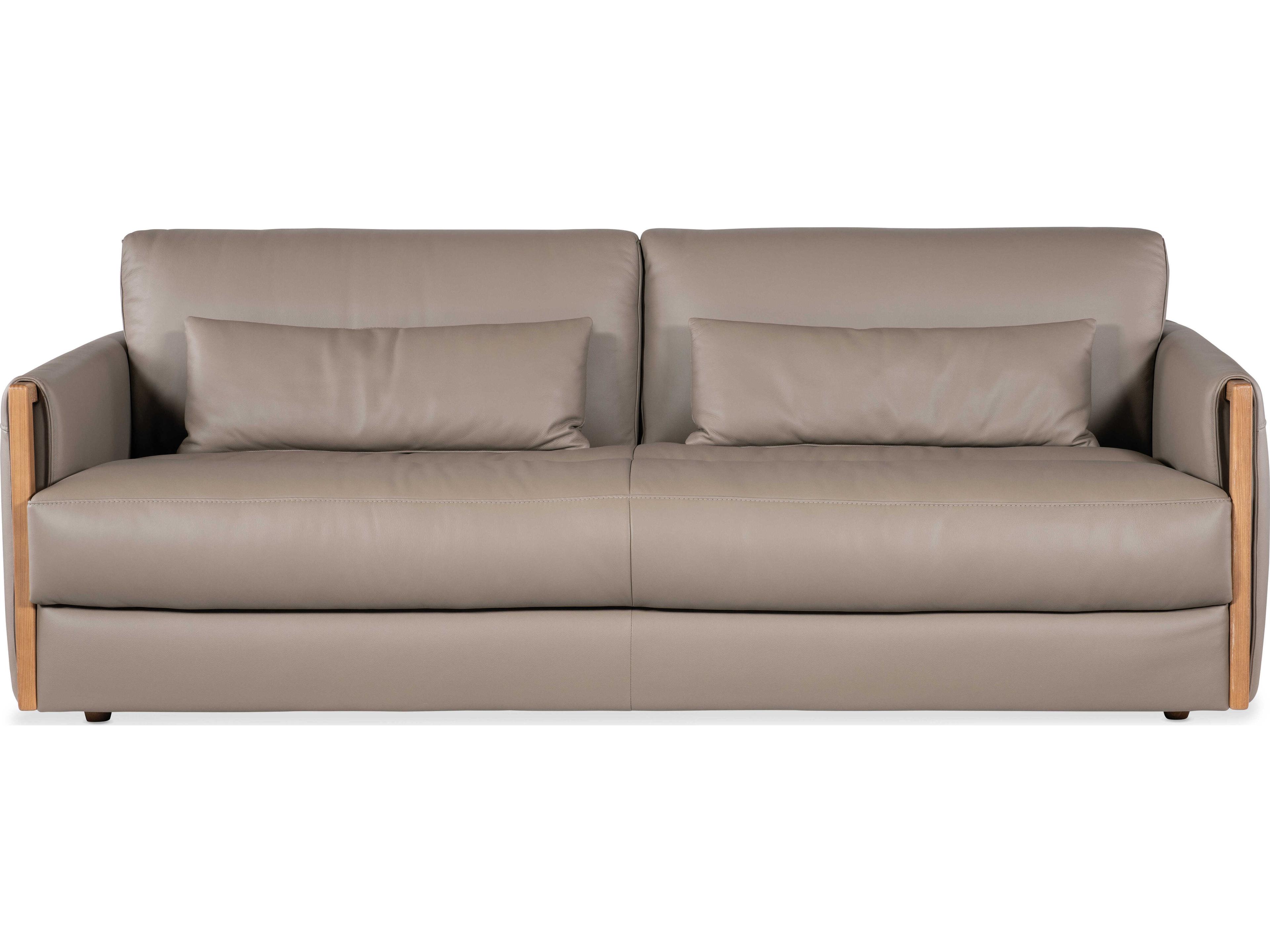 Hooker Furniture Ss Meridian Light Wood Gray Leather Sofa