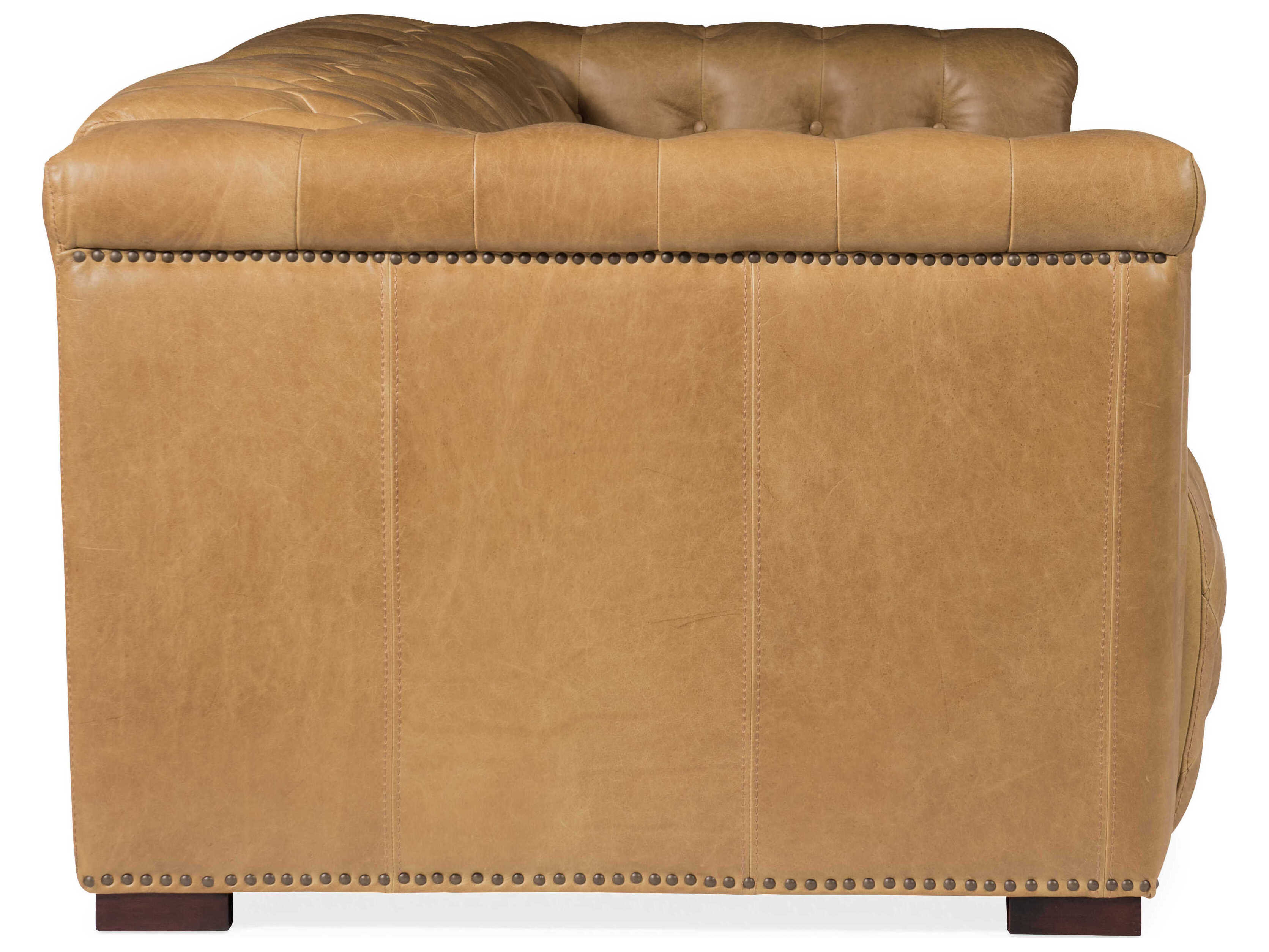 Luxecor Heritage Dark Wood Tan Leather Sofa