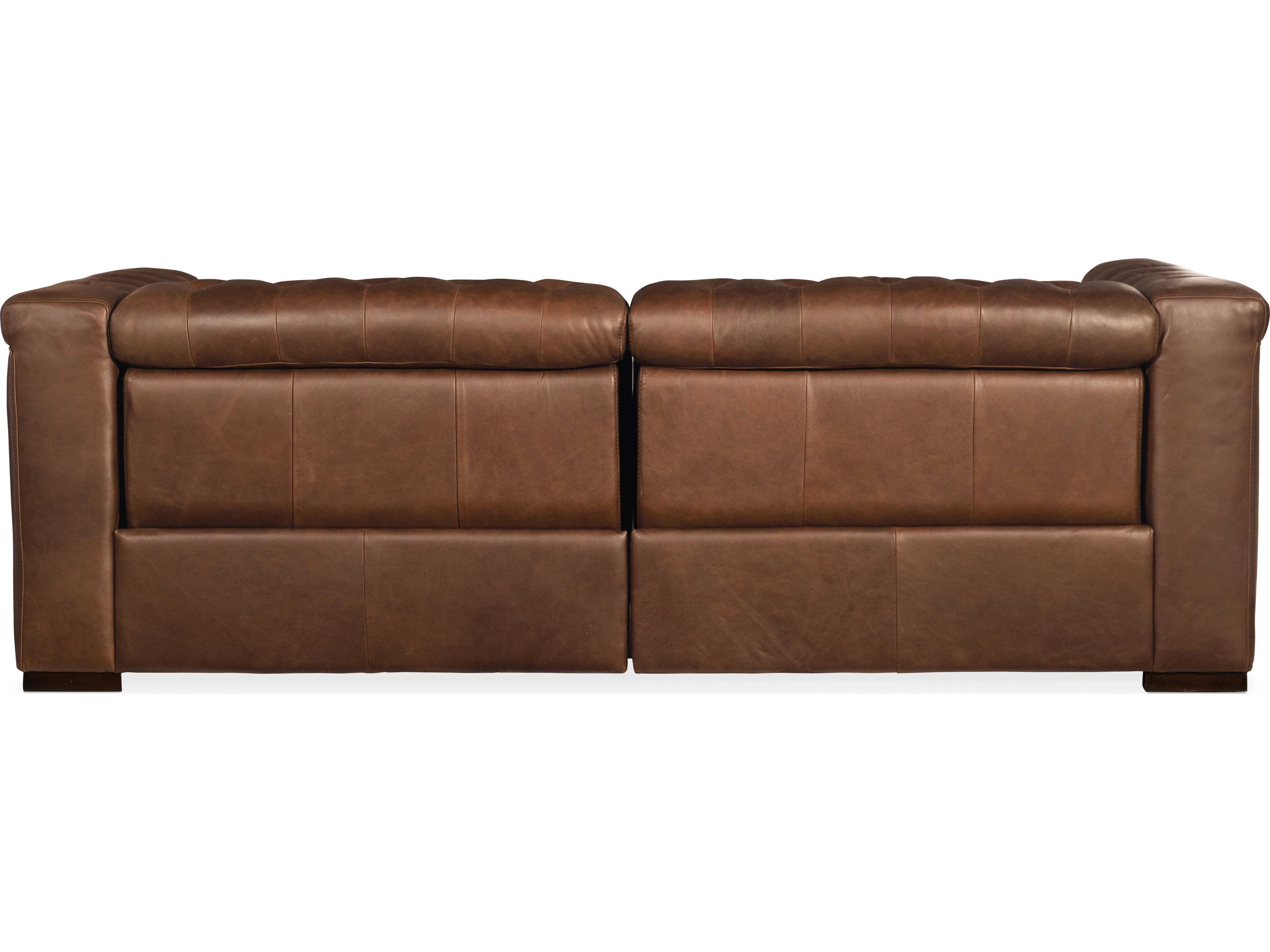 Hooker Furniture Ms Dark Wood Brown Leather Sofa