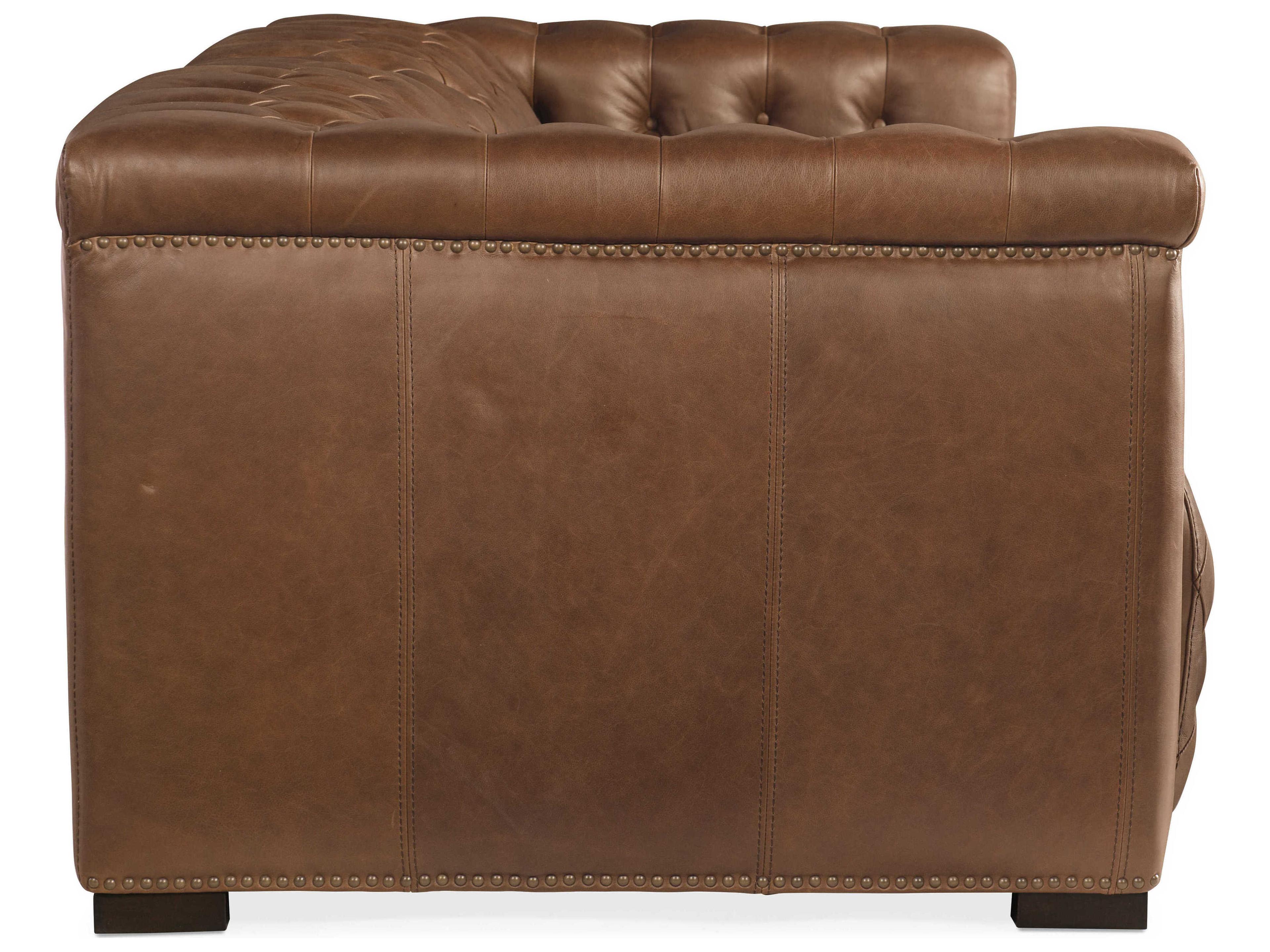 Hooker Furniture Ms Dark Wood Brown Leather Sofa
