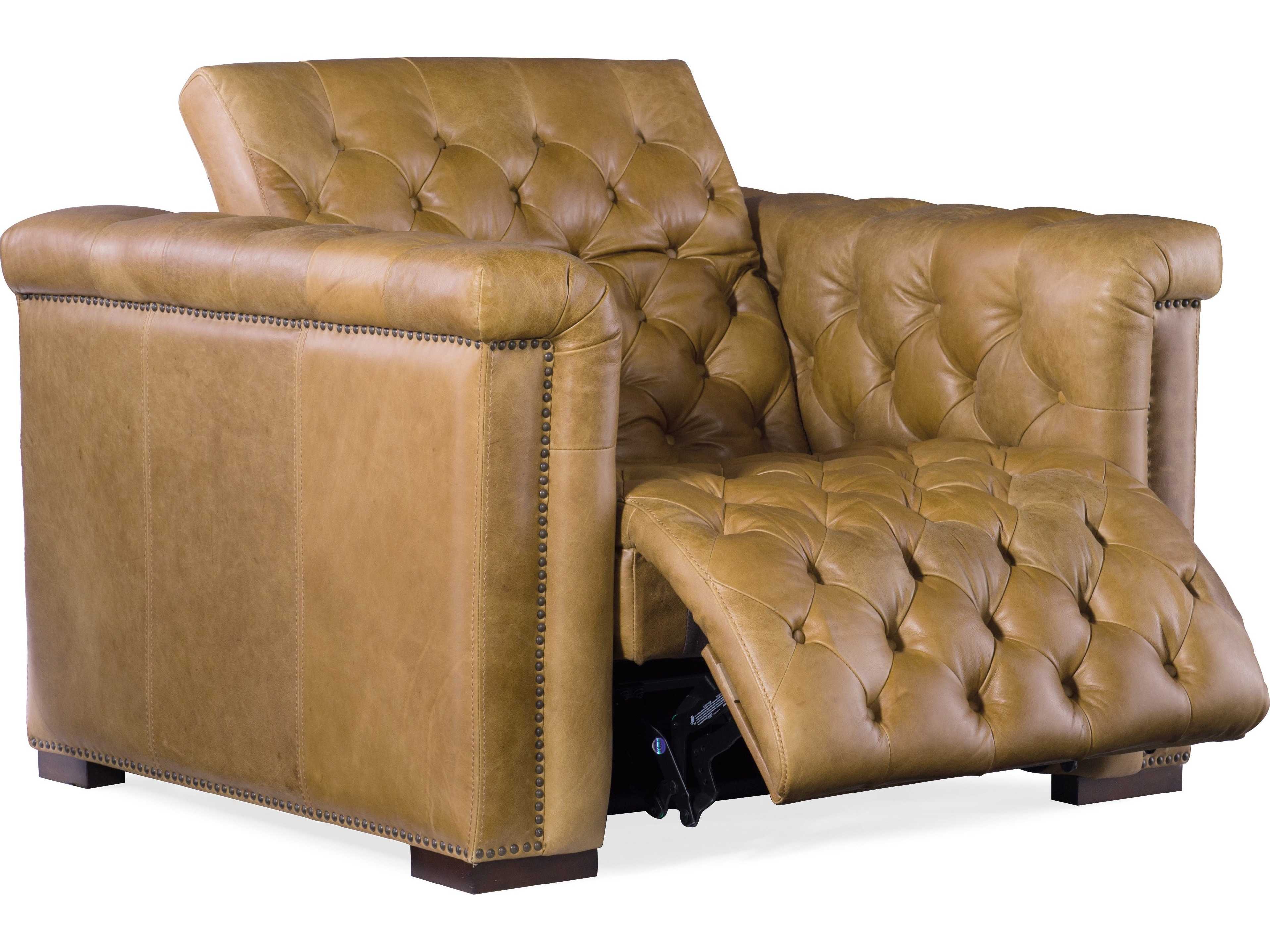 Luxecor Heritage Power Motion Dark Wood Brown Leather Recliner