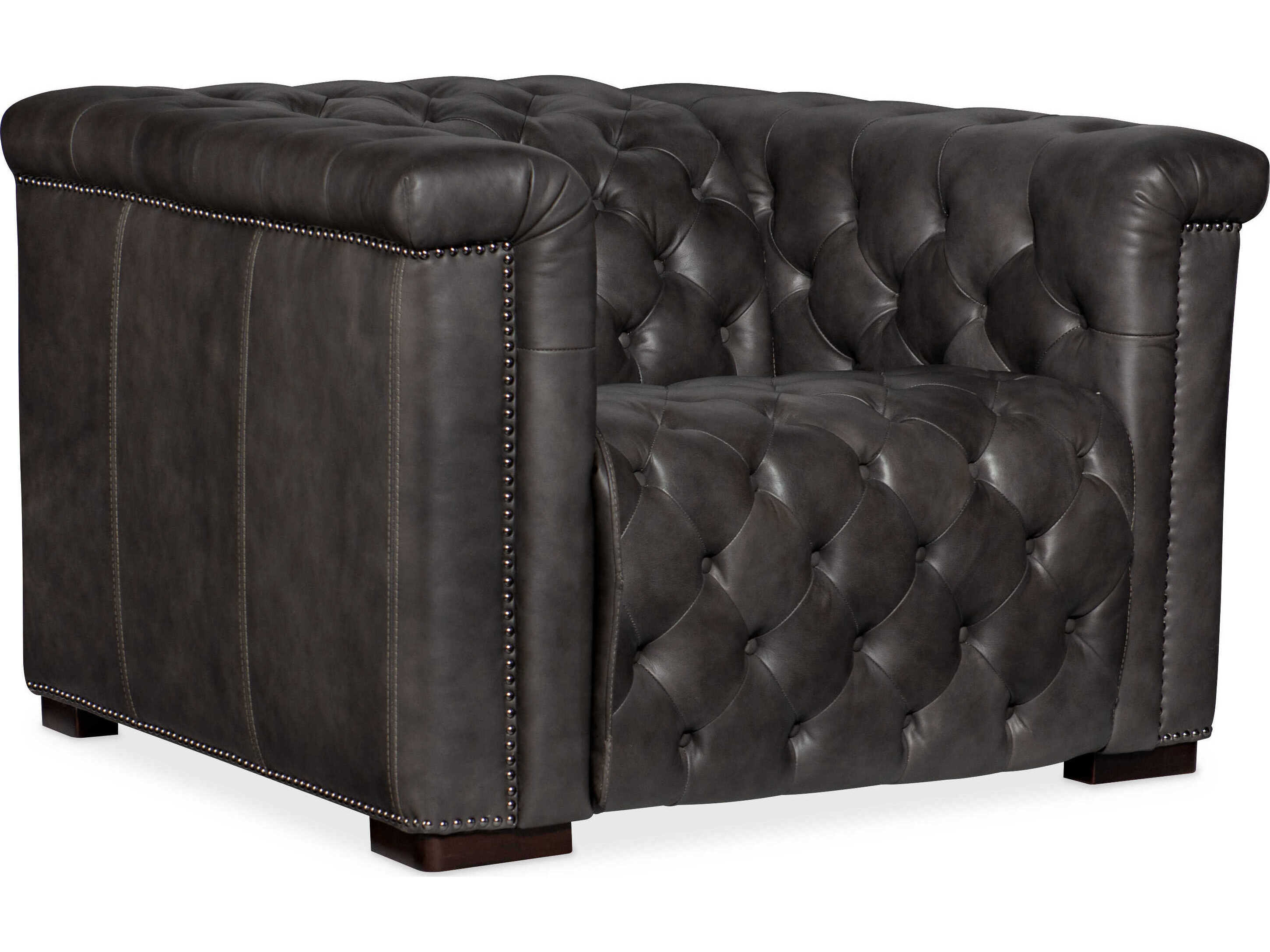 Hooker Furniture Ms Dark Wood Gray Leather Recliner