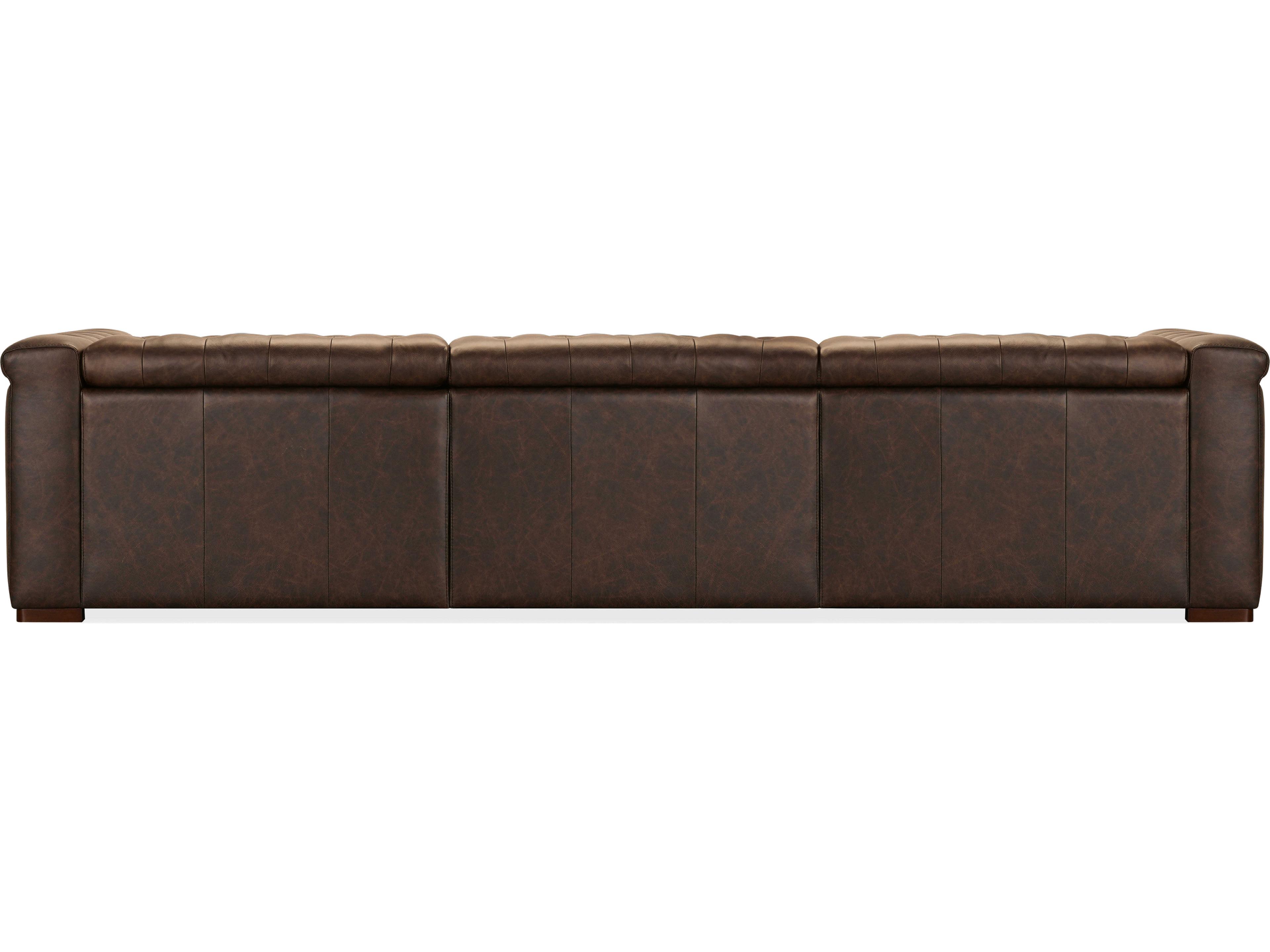 Hooker Furniture Ss Dark Wood Brown Leather Sofa