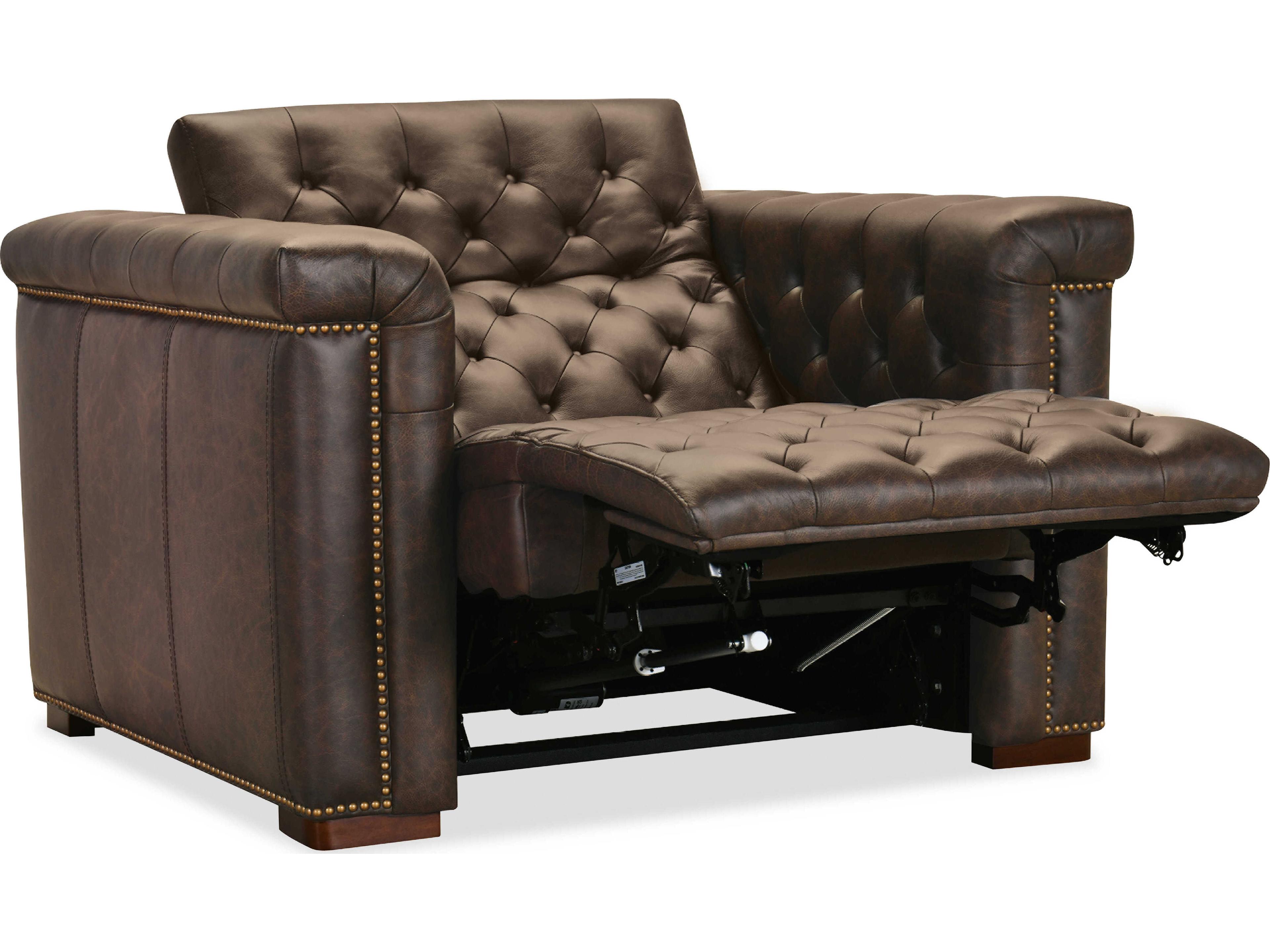 Hooker Furniture Ss Dark Wood Brown Leather Recliner