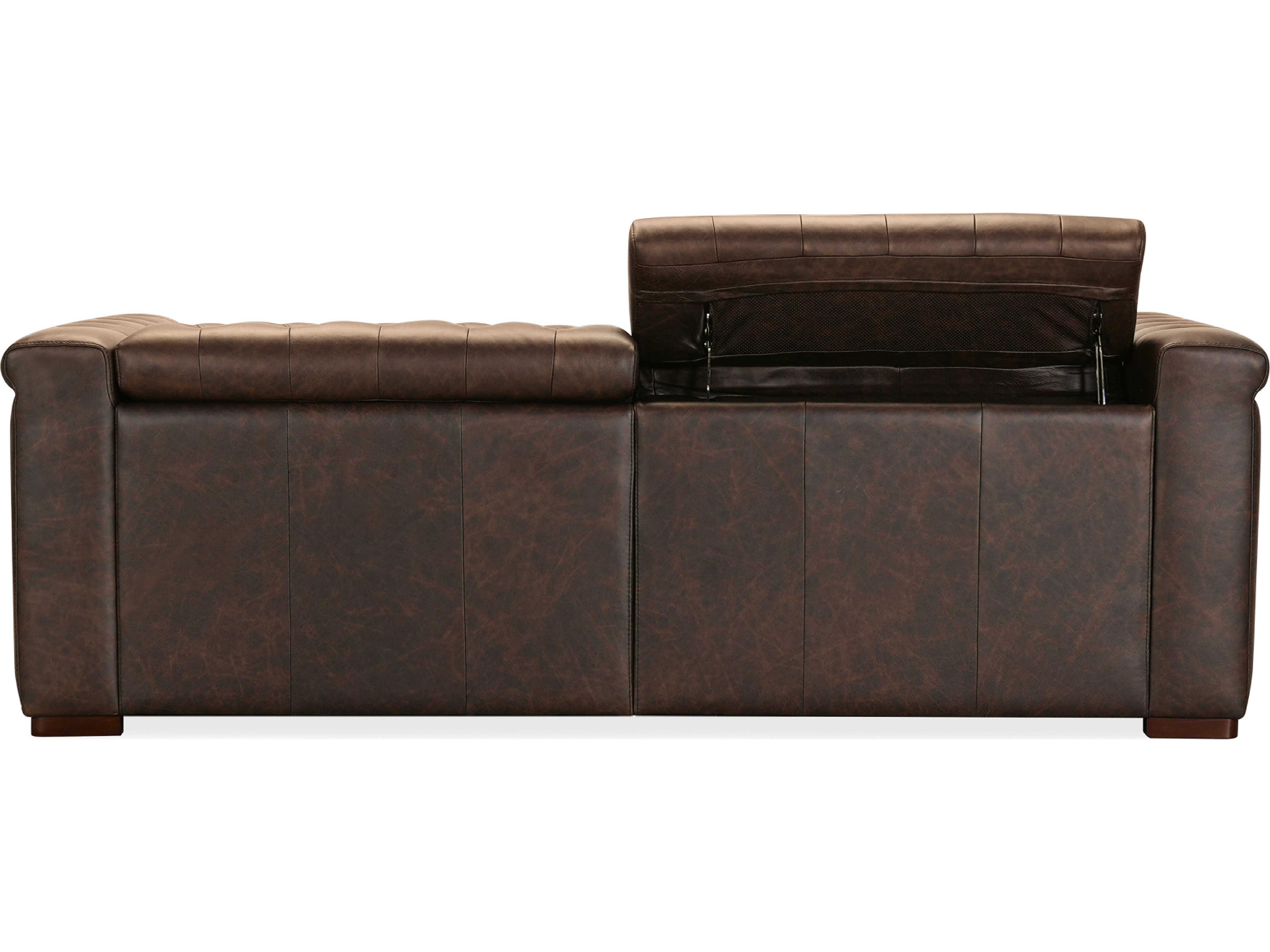 Hooker Furniture Ss Dark Wood Brown Leather Sofa