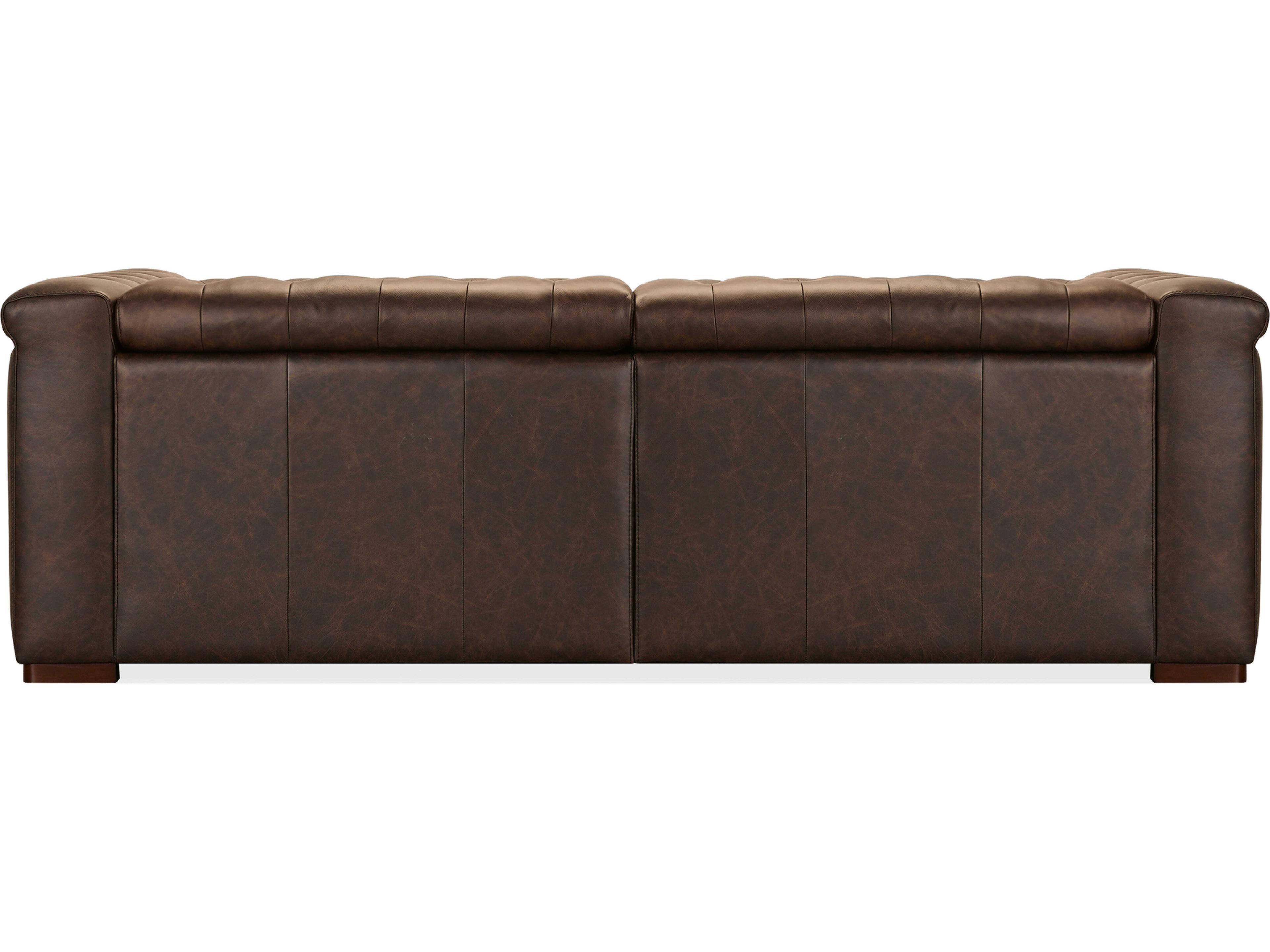 Hooker Furniture Ss Dark Wood Brown Leather Sofa