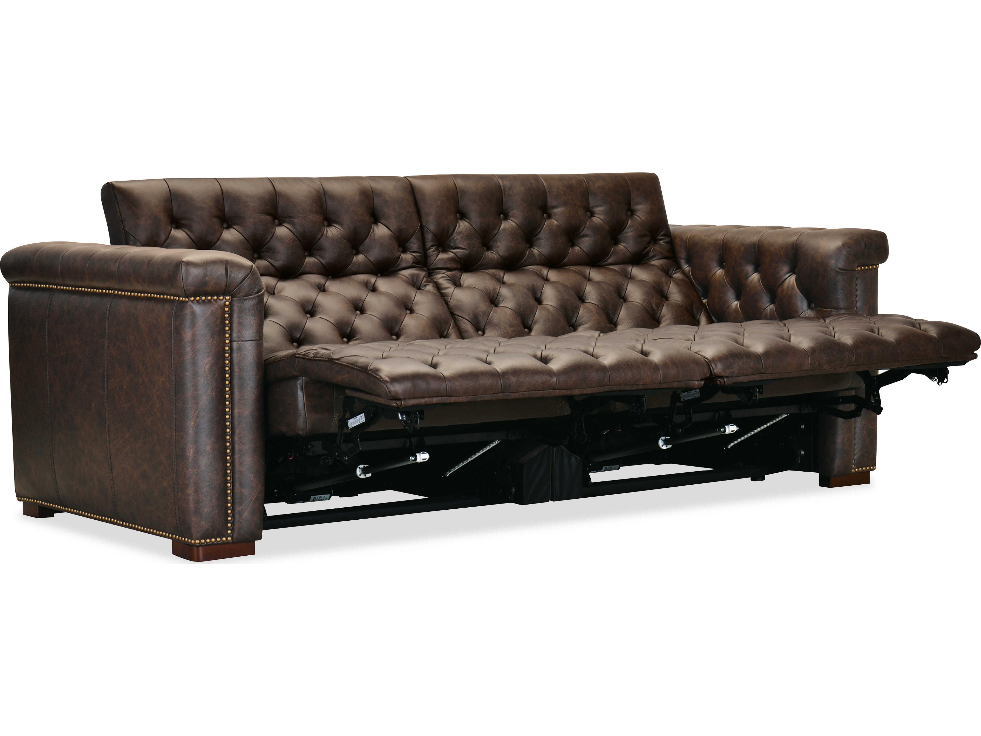Hooker Furniture Ss Dark Wood Brown Leather Sofa
