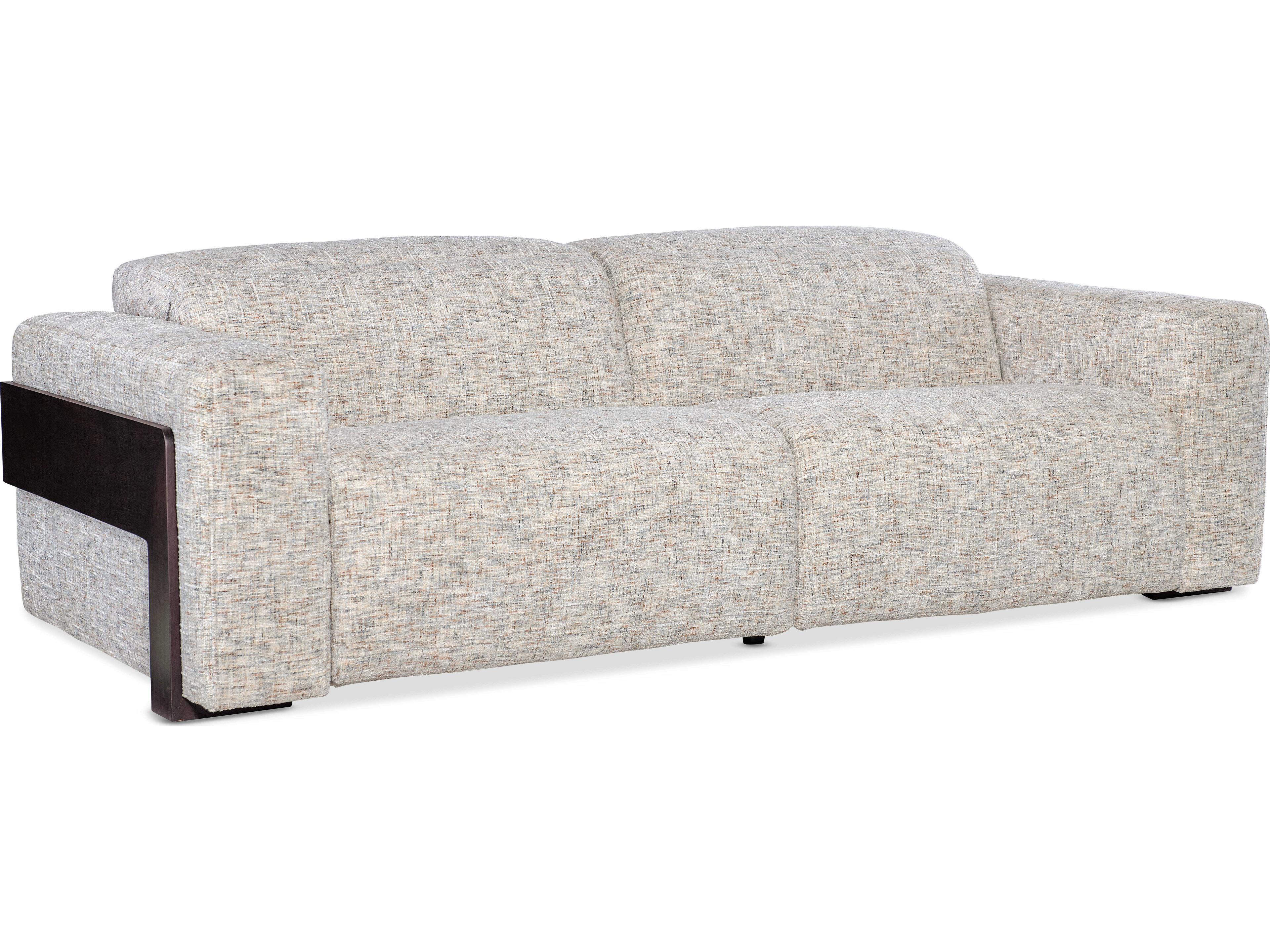 Hooker Furniture Ms Ebony Ed Wood Banding Gray Upholstered Sofa