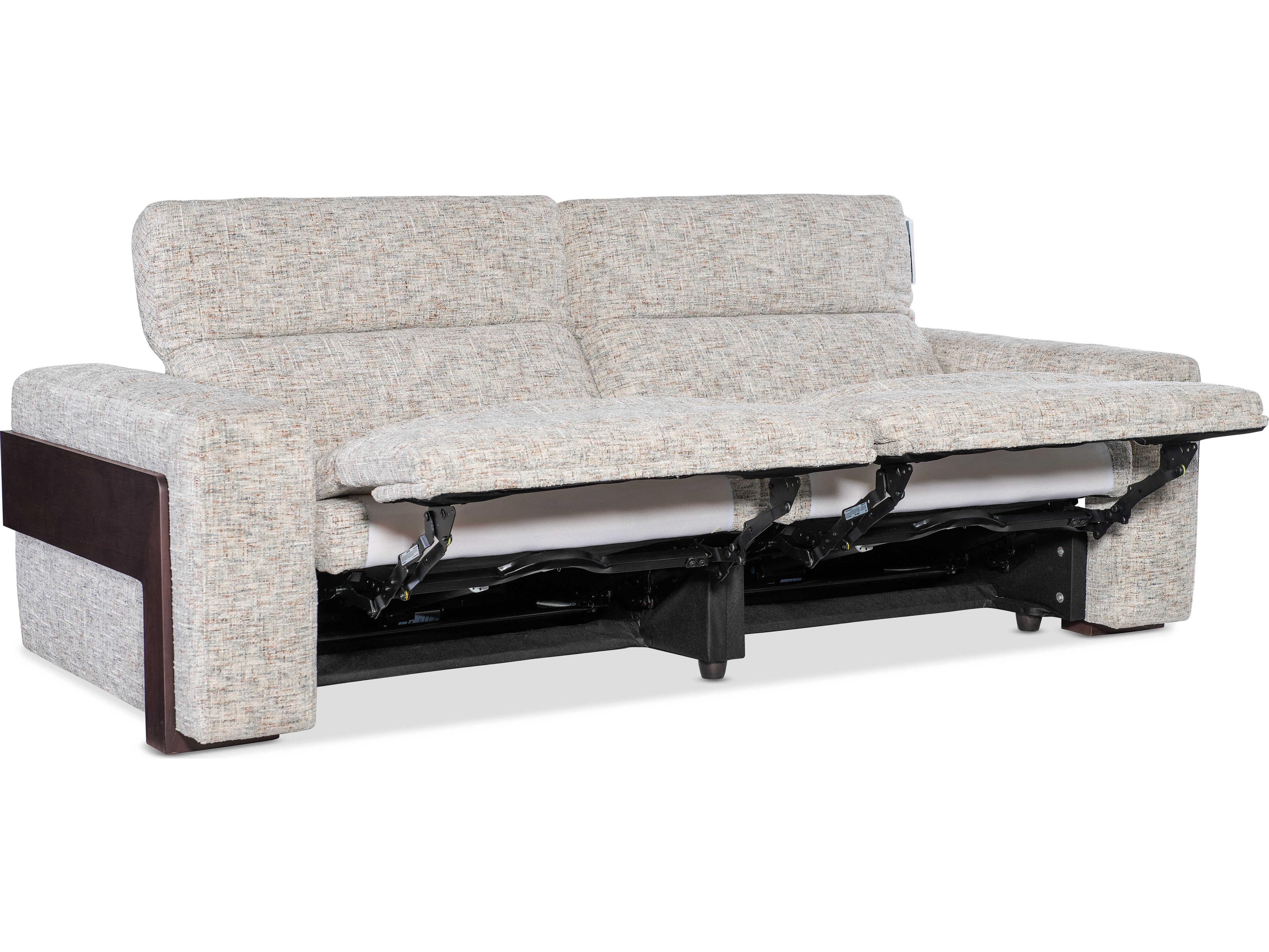 Hooker Furniture Ms Ebony Ed Wood Banding Gray Upholstered Sofa