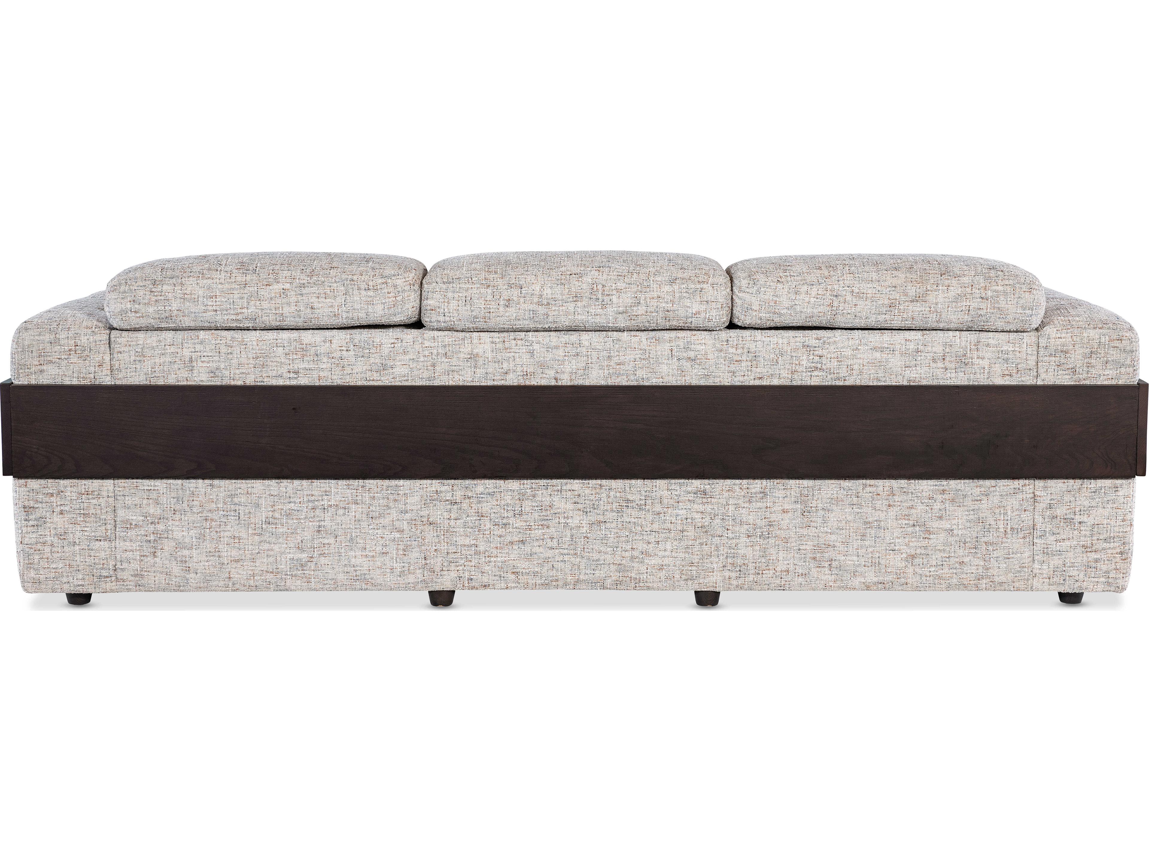 Hooker Furniture Ms Ebony Ed Wood Banding Gray Upholstered Sofa