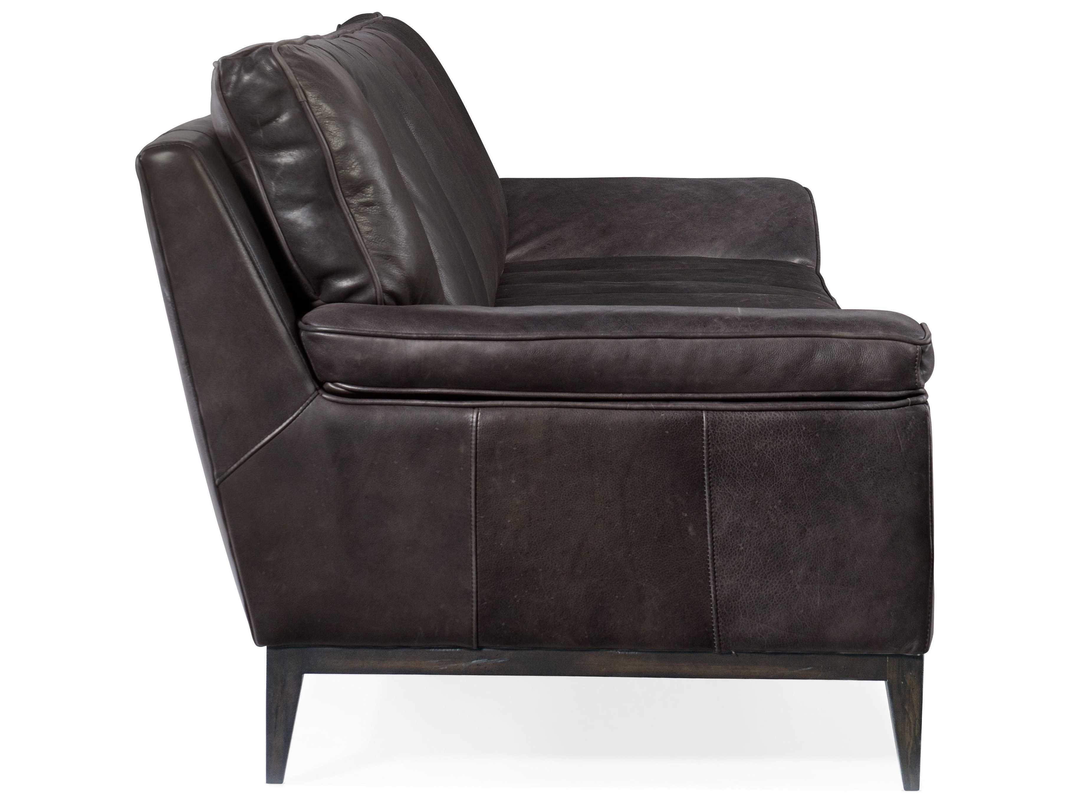 Luxecor Kandor Dark Wood Gray Leather Sofa
