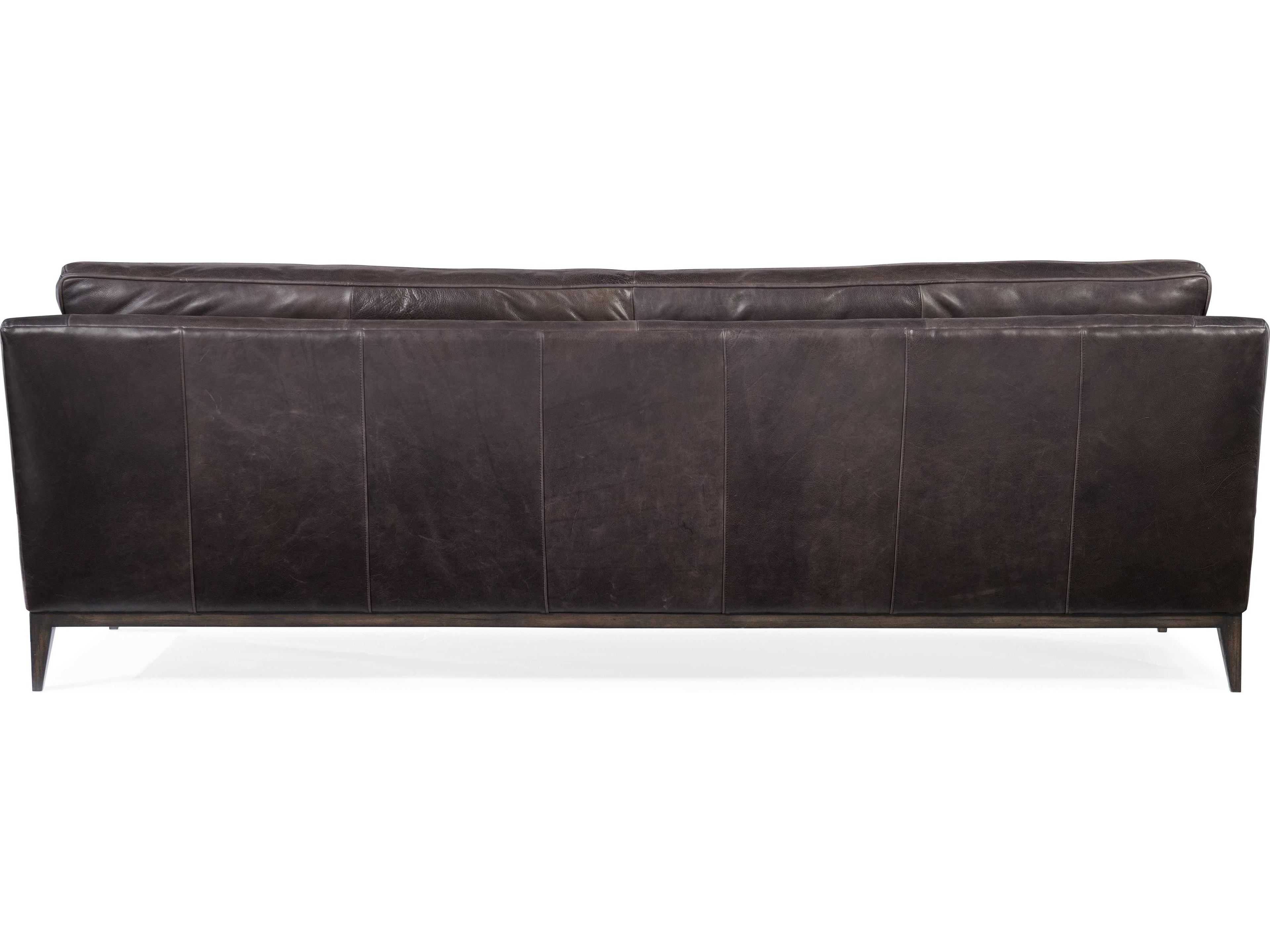 Luxecor Kandor Dark Wood Gray Leather Sofa
