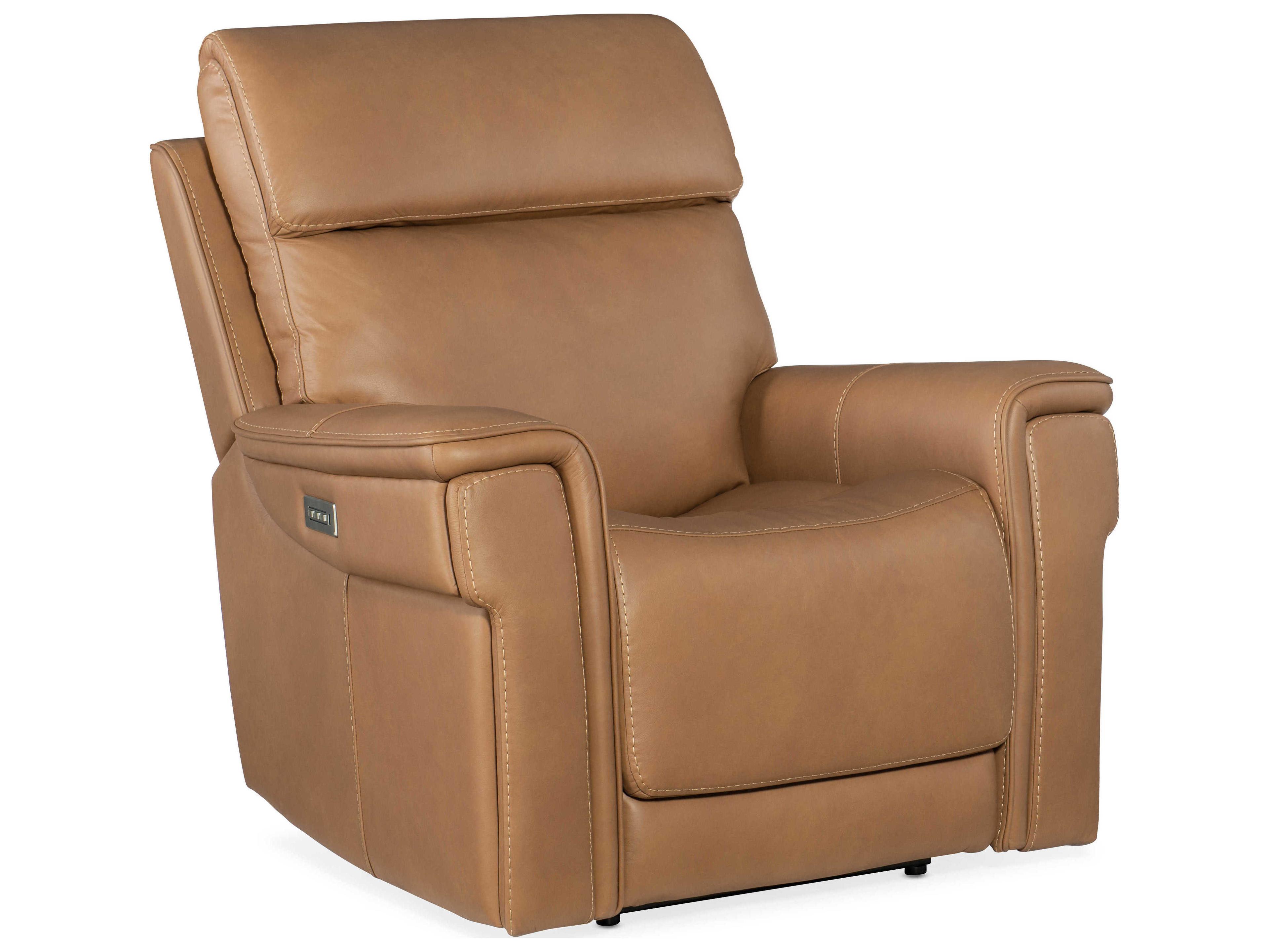 Hooker Furniture Lyra Zero Gravity Power Sahara Sandalwood Brown Leather Recliner with Headrest