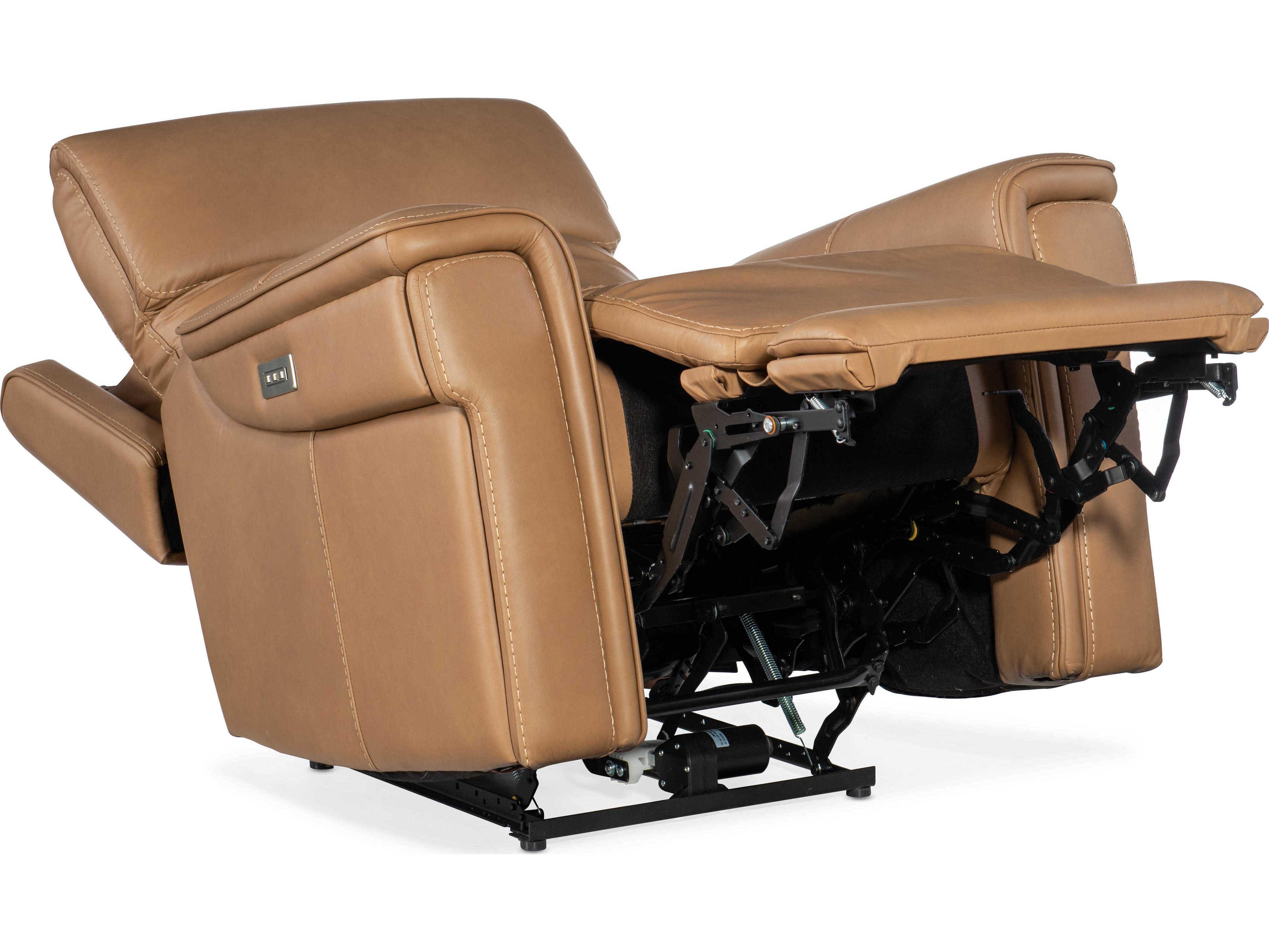 Hooker Furniture Lyra Zero Gravity Power Sahara Sandalwood Brown Leather Recliner with Headrest