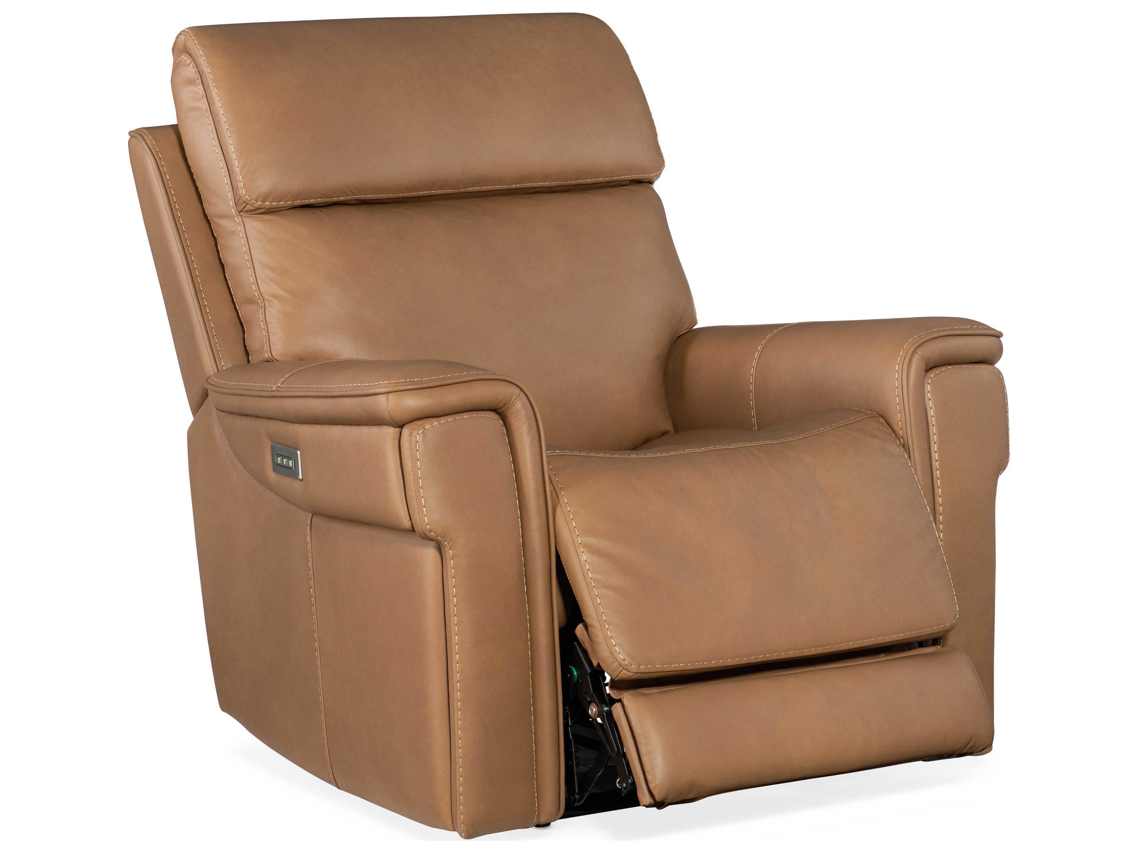 Hooker Furniture Lyra Zero Gravity Power Sahara Sandalwood Brown Leather Recliner with Headrest