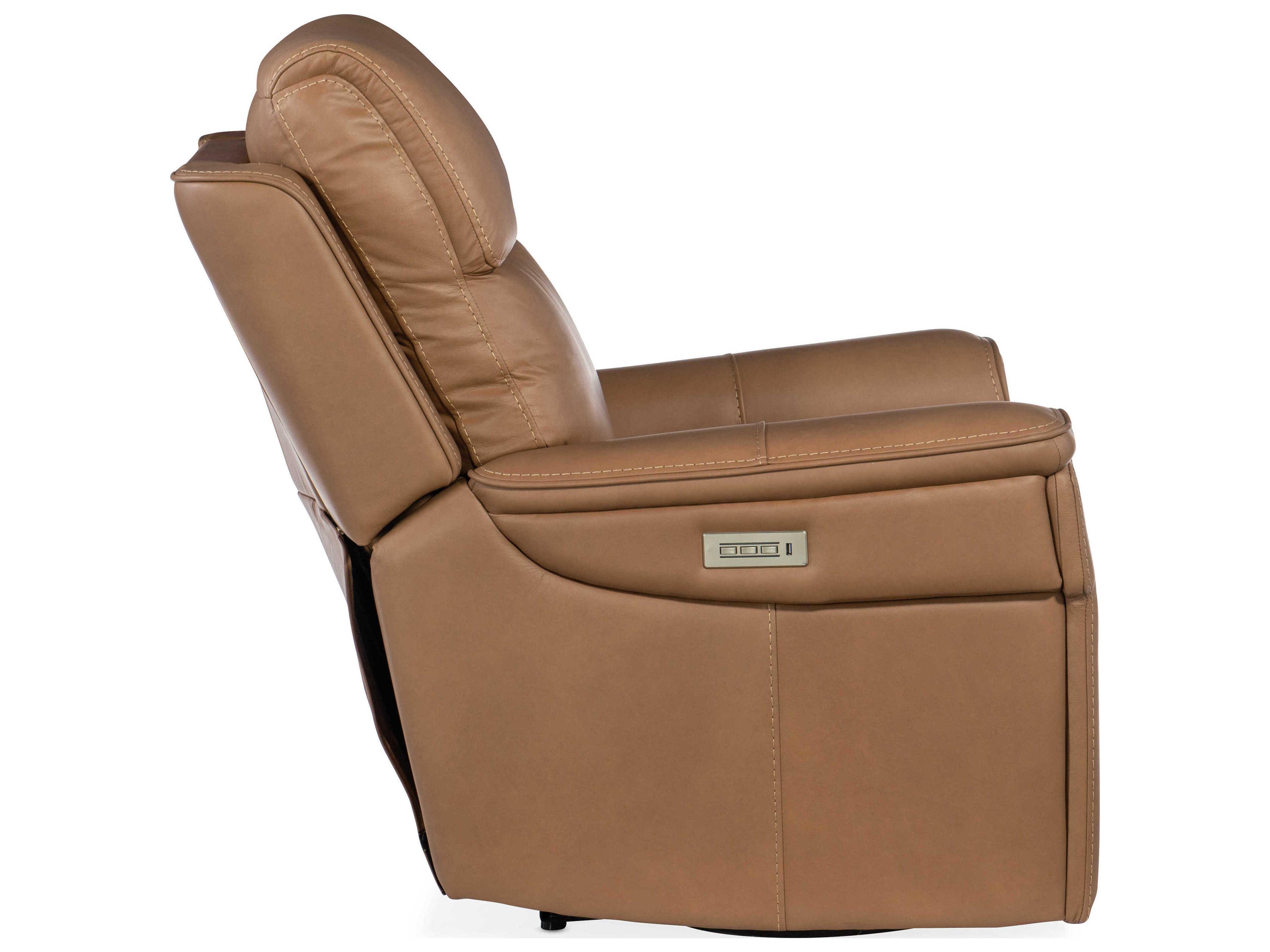 Hooker Furniture Lyra Zero Gravity Power Sahara Sandalwood Brown Leather Recliner with Headrest