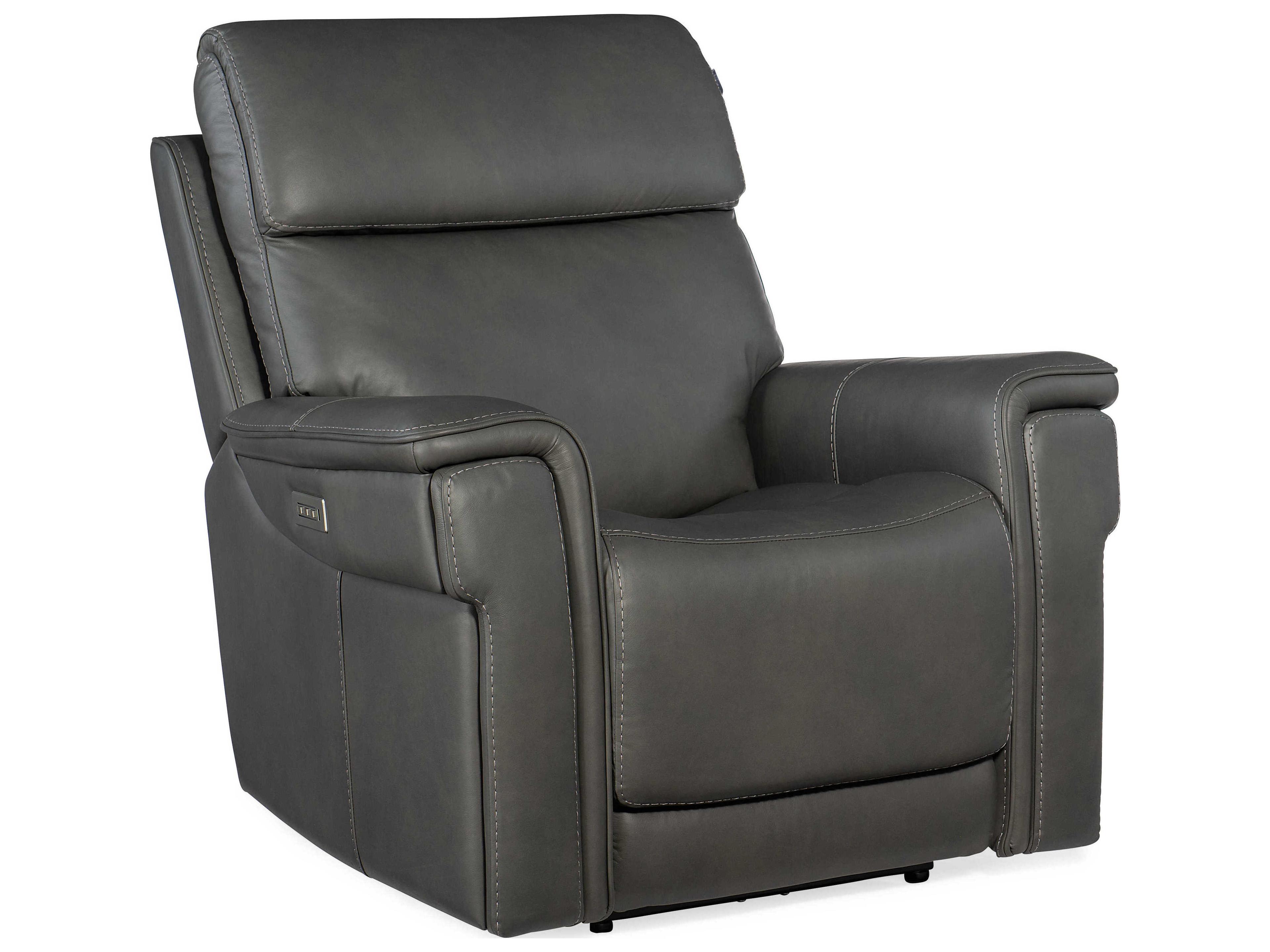 Hooker Furniture Lyra Zero Gravity Power Sahara Dorian Gray Leather Recliner with Headrest