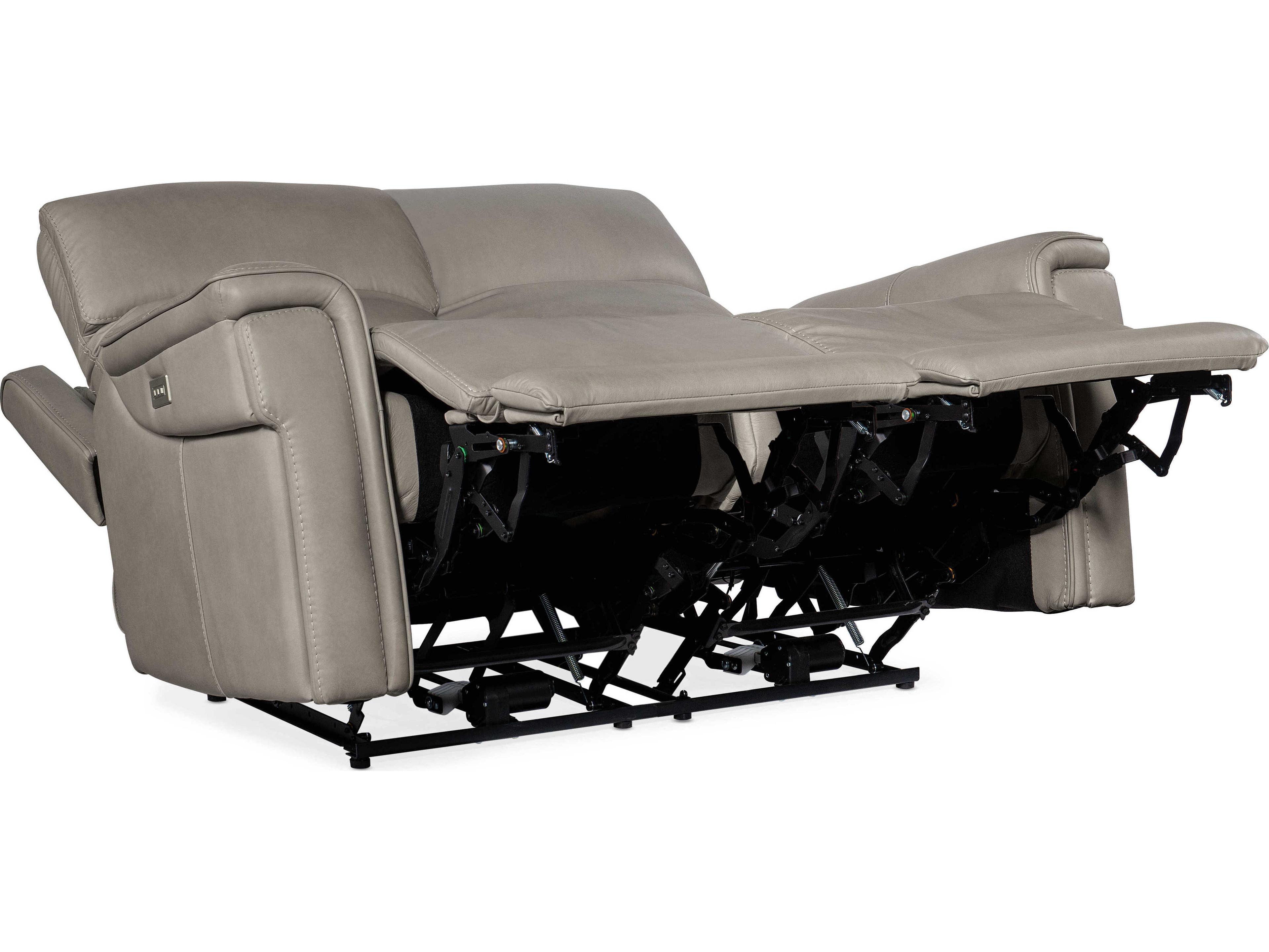 Hooker Furniture Lyra Zero Gravity Power Sahara Ash Gray Leather Loveseat with Headrest