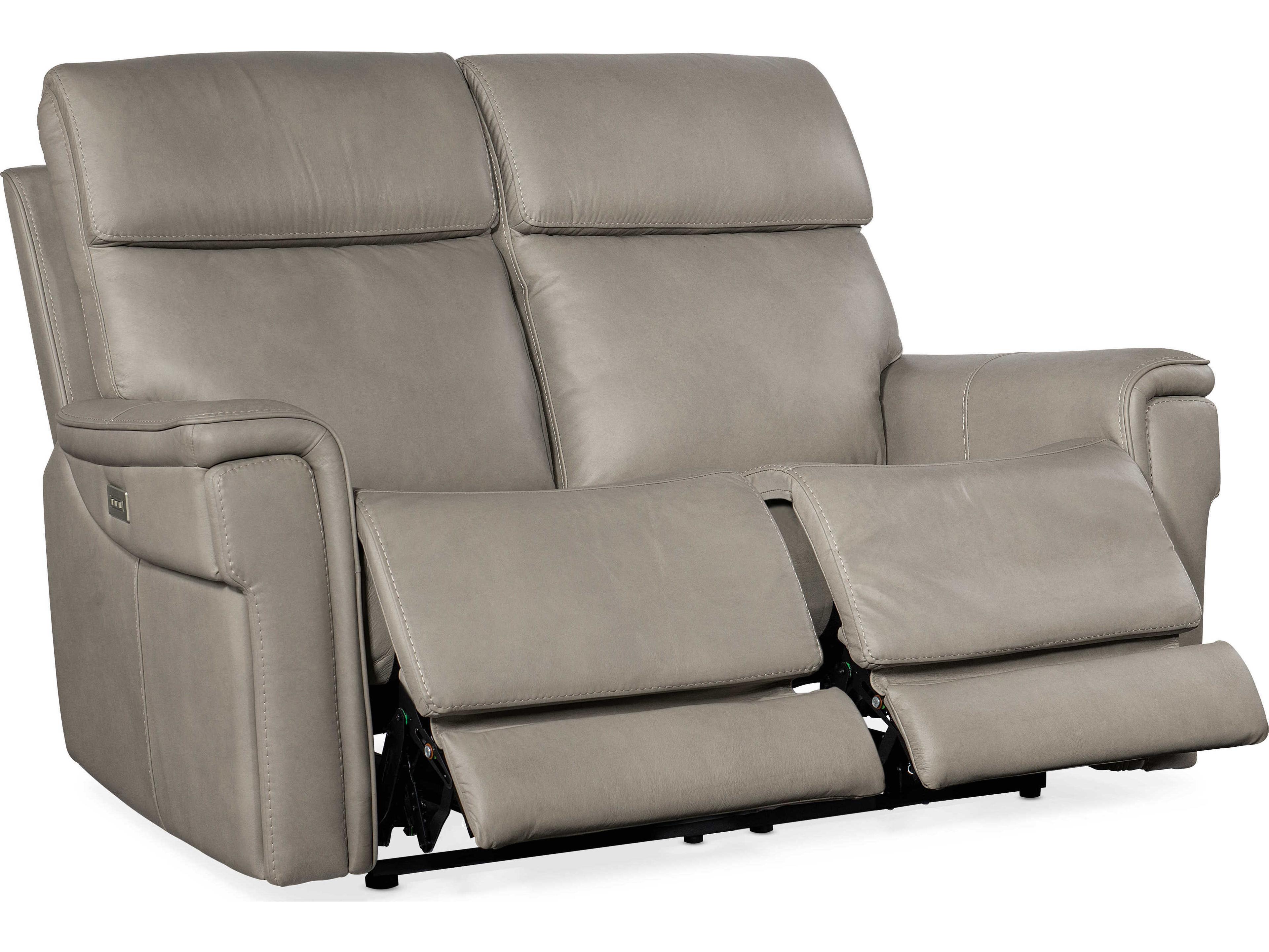 Hooker Furniture Lyra Zero Gravity Power Sahara Ash Gray Leather Loveseat with Headrest