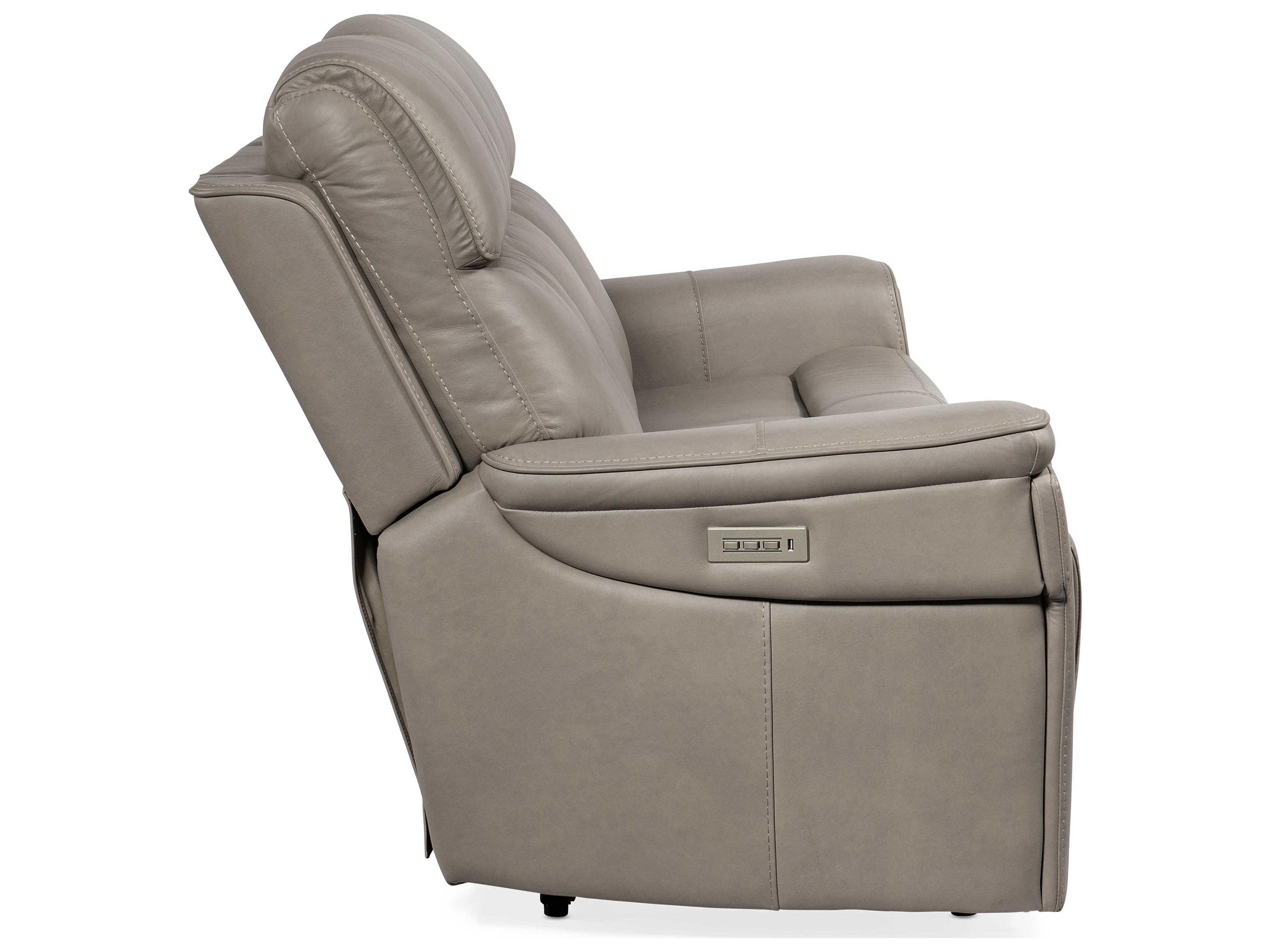 Hooker Furniture Lyra Zero Gravity Power Sahara Ash Gray Leather Sofa with Headrest
