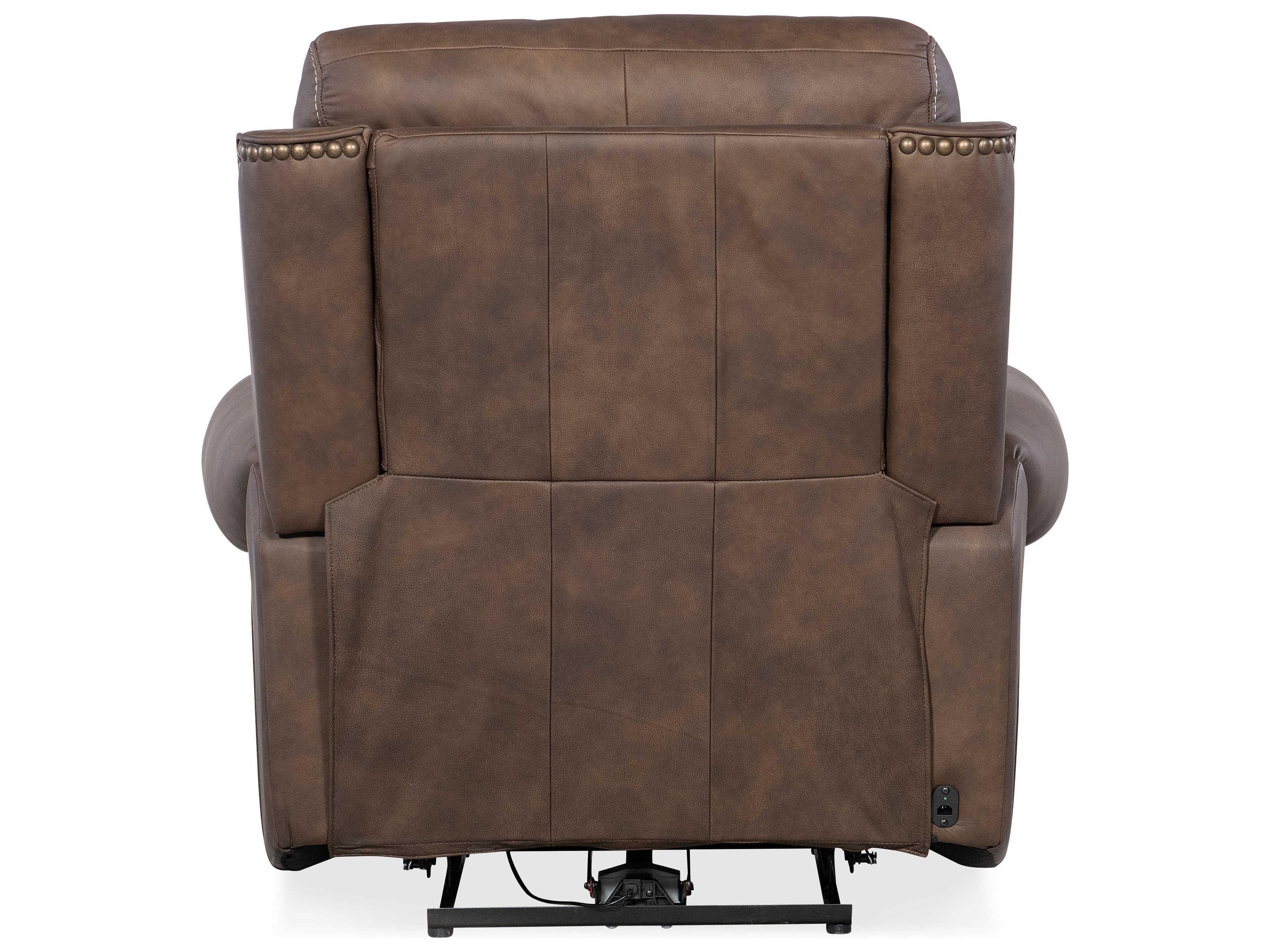 Hooker Furniture Duncan Power Kalahari Bark Brown Leather Recliner with Headrest & Lumbar