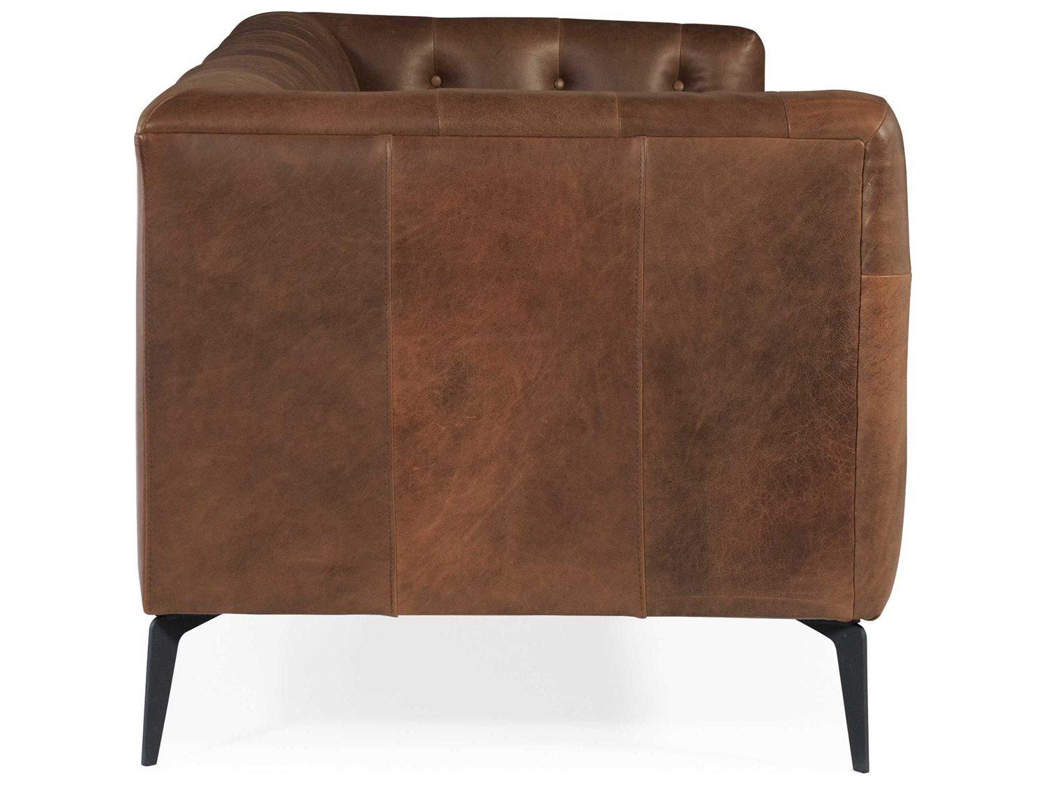 Luxecor Nicolla Tufted Saddlebag Lodge Black Brown Leather Sofa