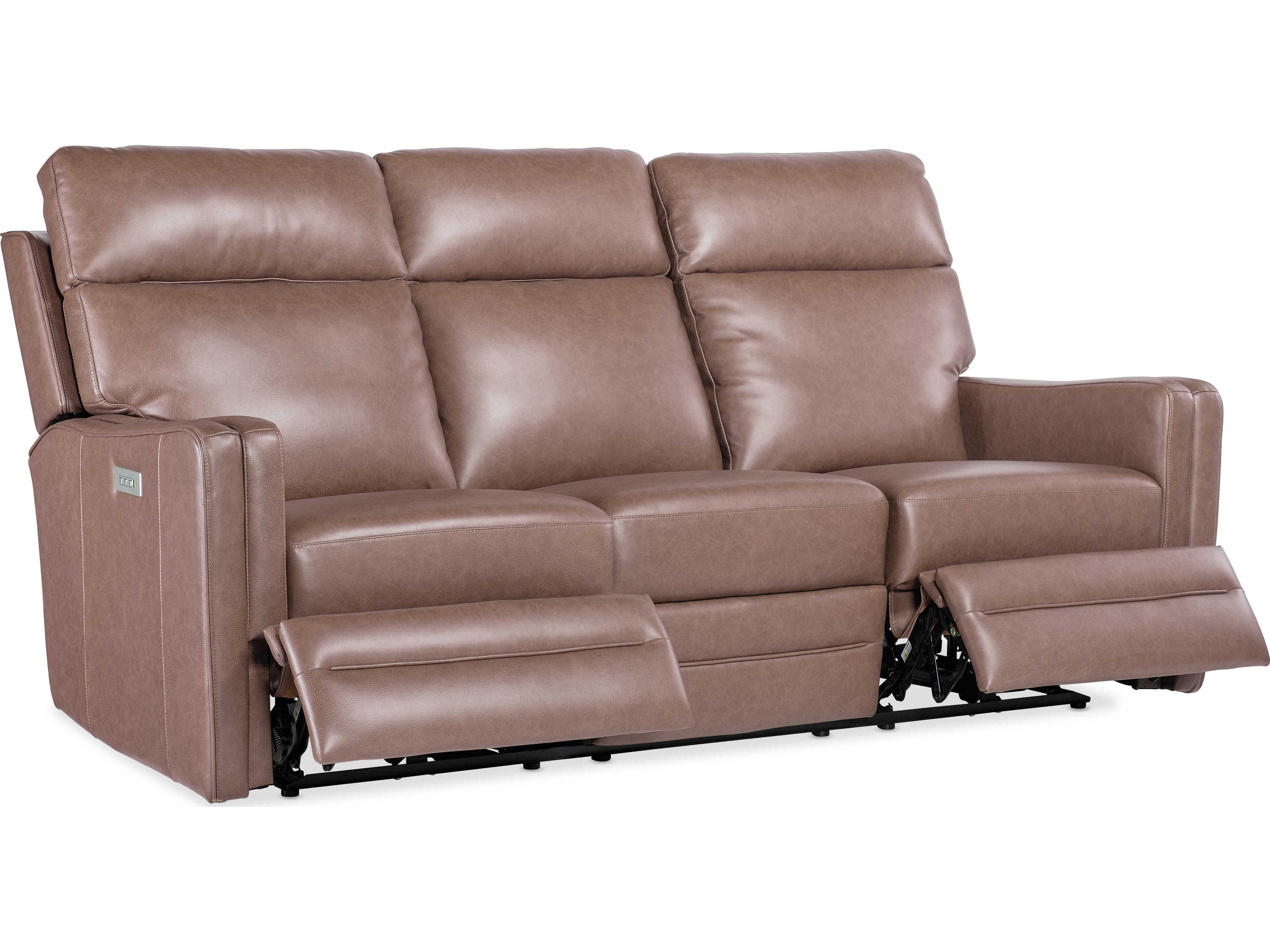 Hooker Furniture Ms Twain Zero Gravity Brown Leather Sofa